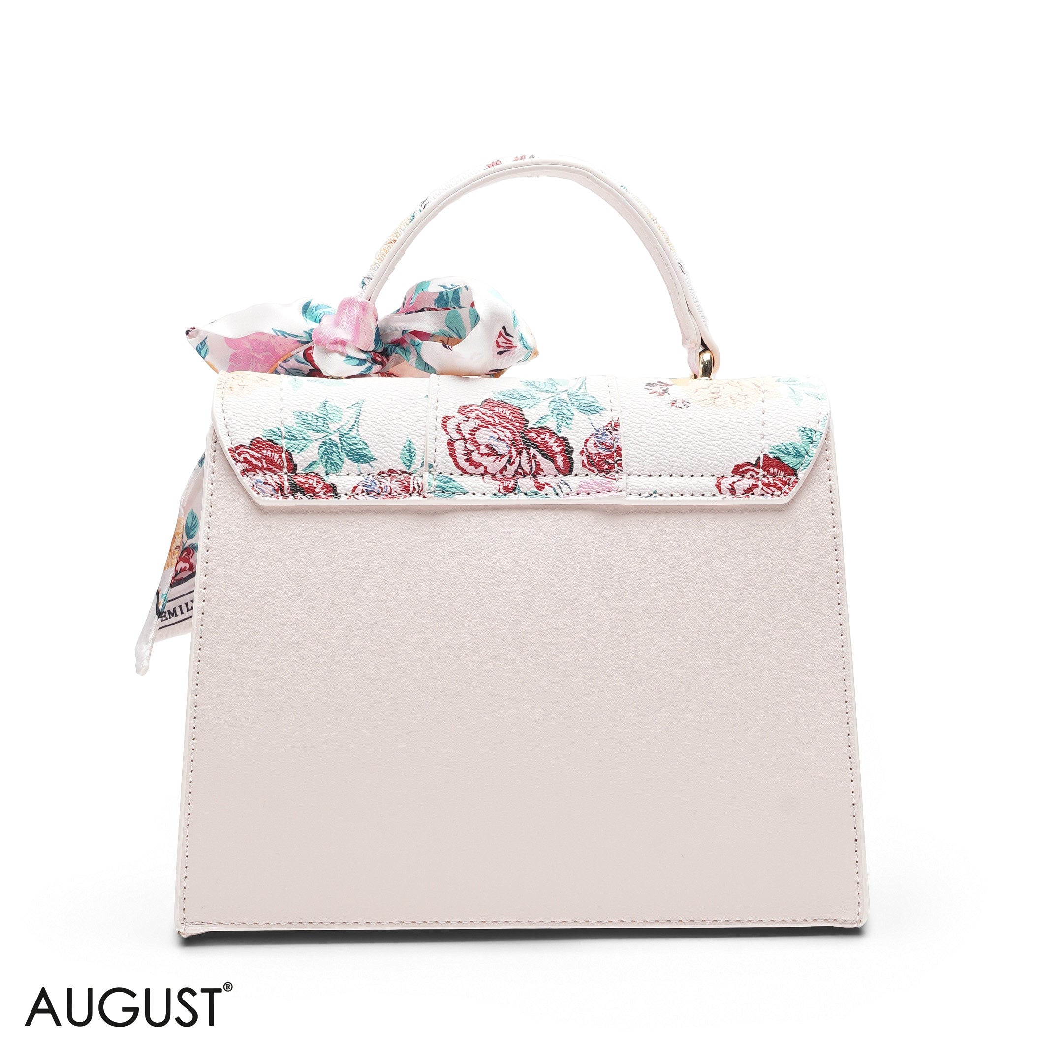 FLORAL PRINT SCARF PINK TOP HANDLE BAG