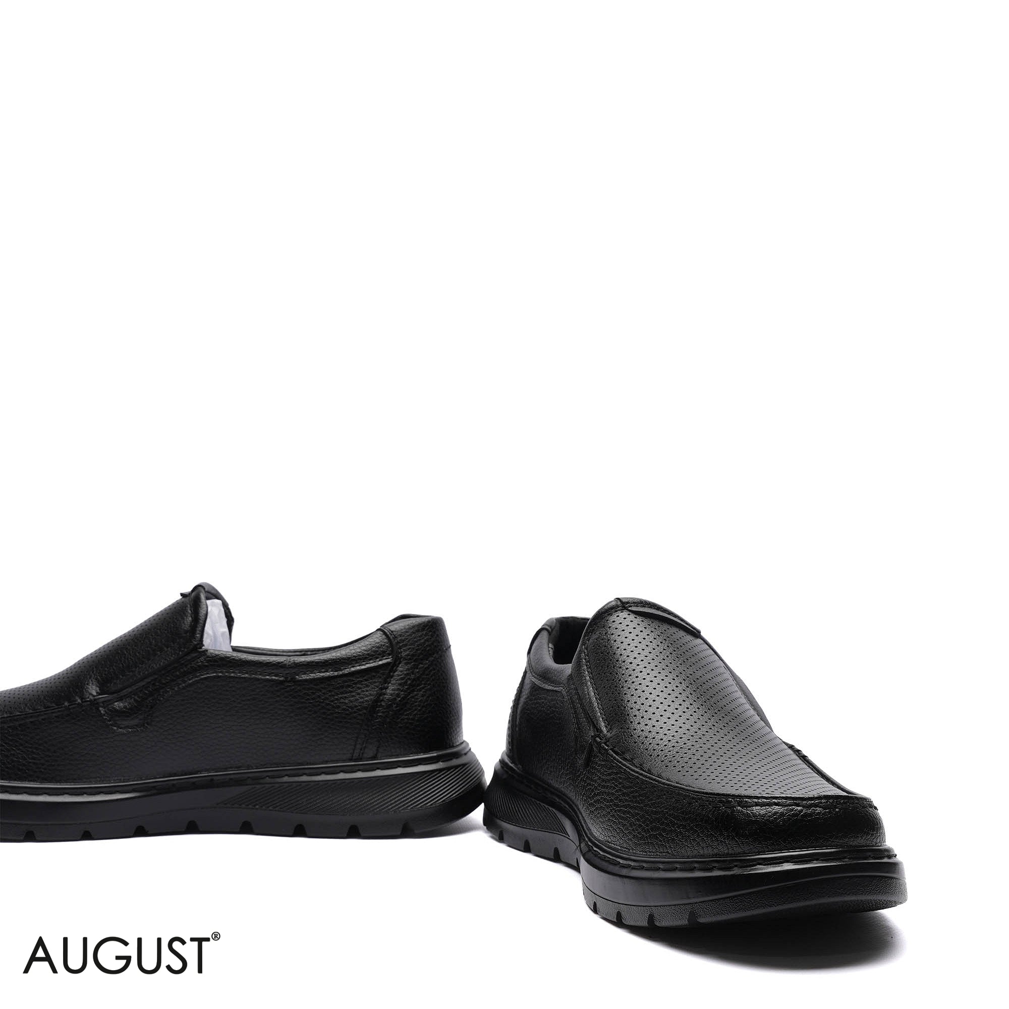 Premium Leather Perforated Slip-Ons