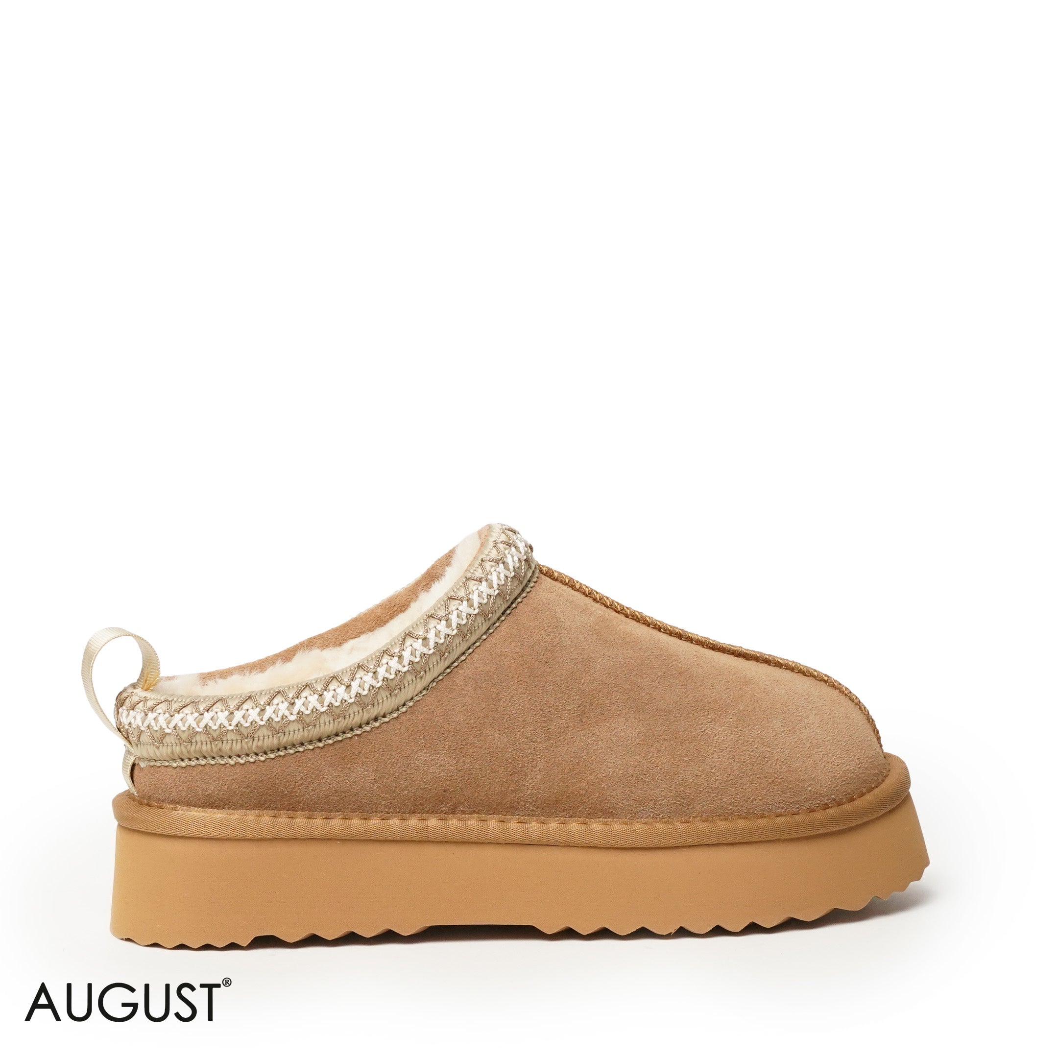 CHESTNUT SUEDE LEATHER UGGS WITH DETAIL TOUCH