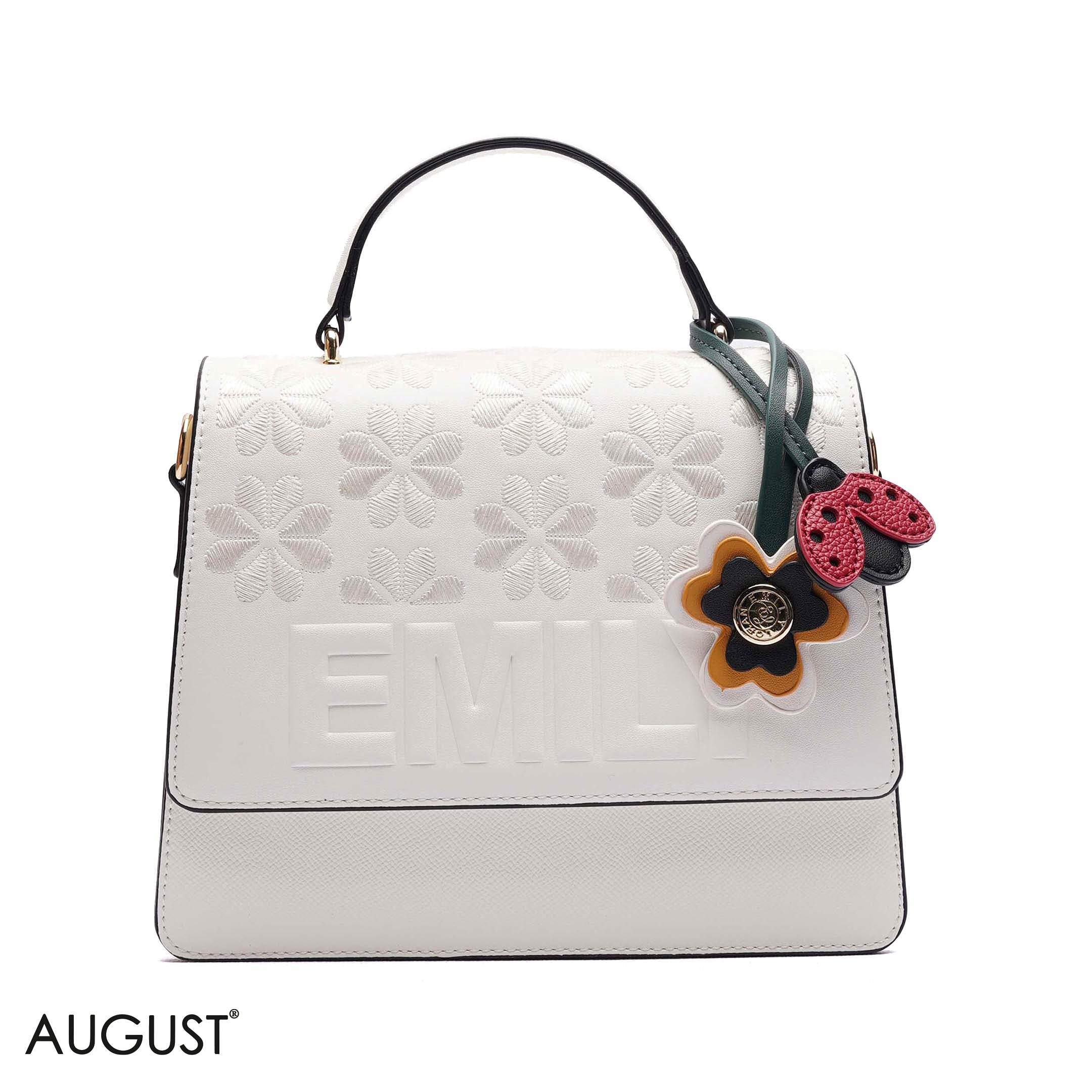 EMBOSSED FLORAL TOP-HANDLE SATCHEL BAG