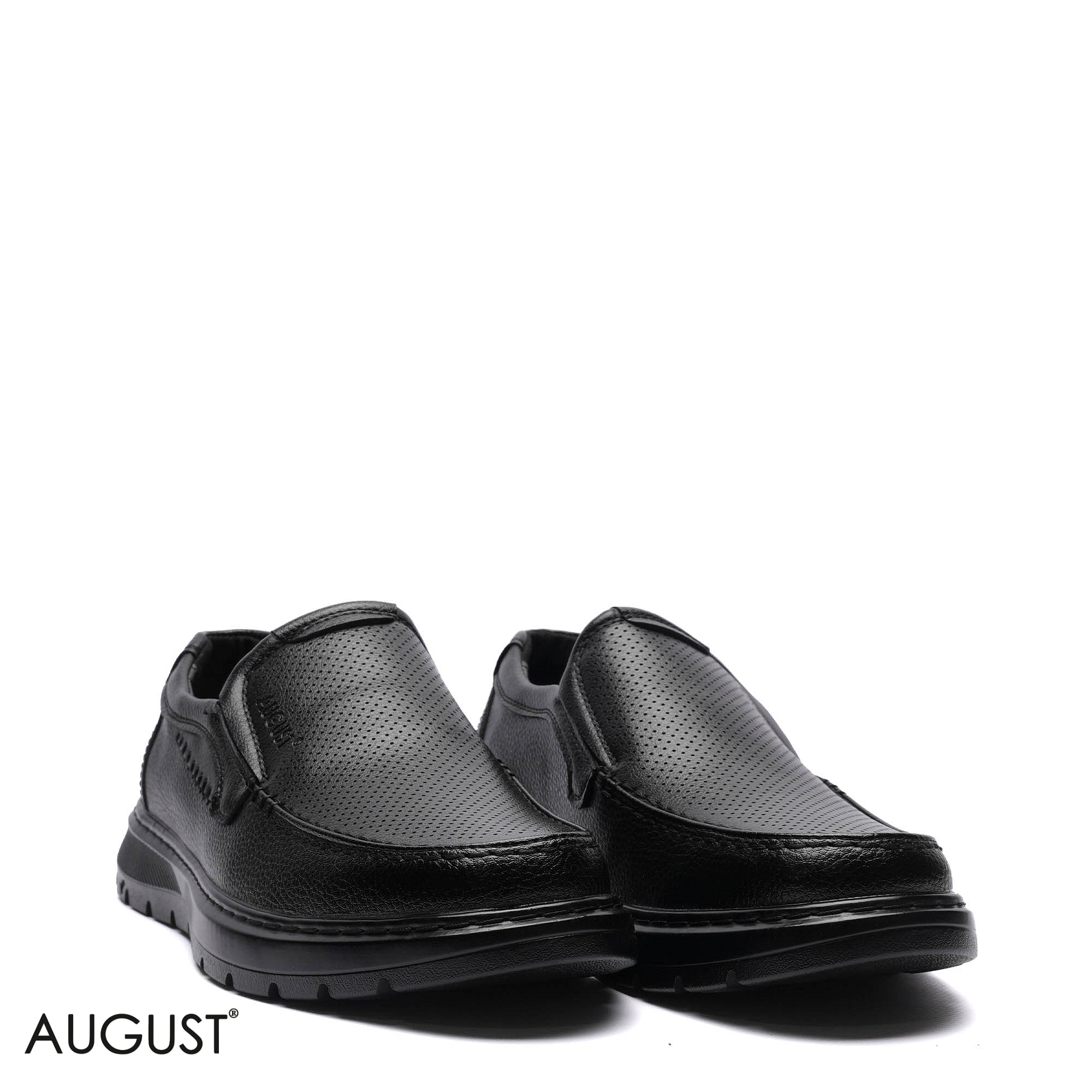 Premium Leather Perforated Slip-Ons