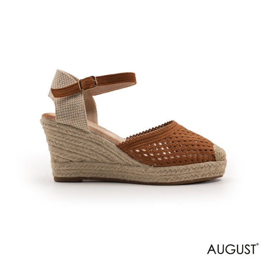 BROWN WEDGE SOLE SANDAL WITH BUCKLE