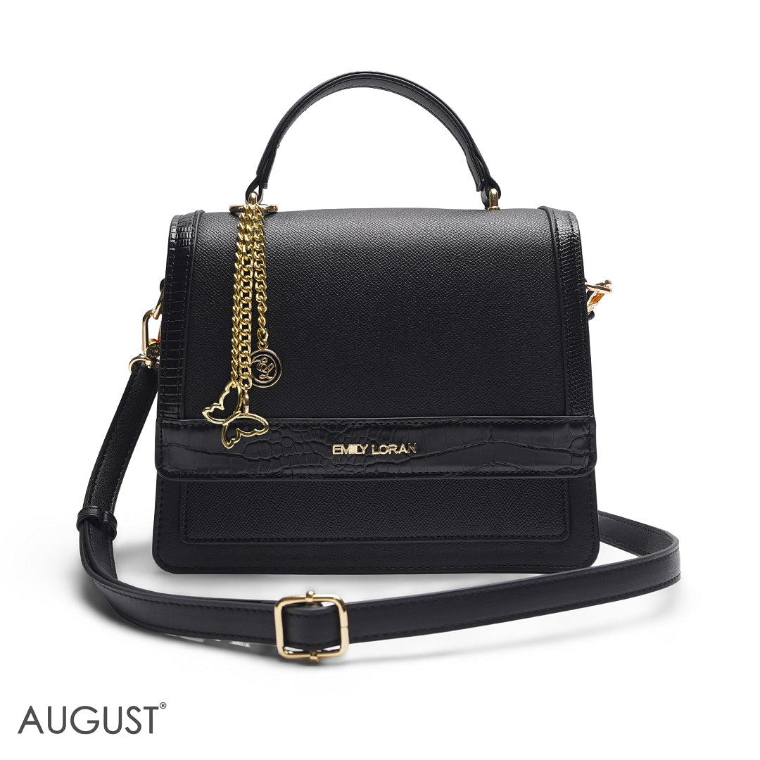 BLACK CROCODILE SATCHEL BAG