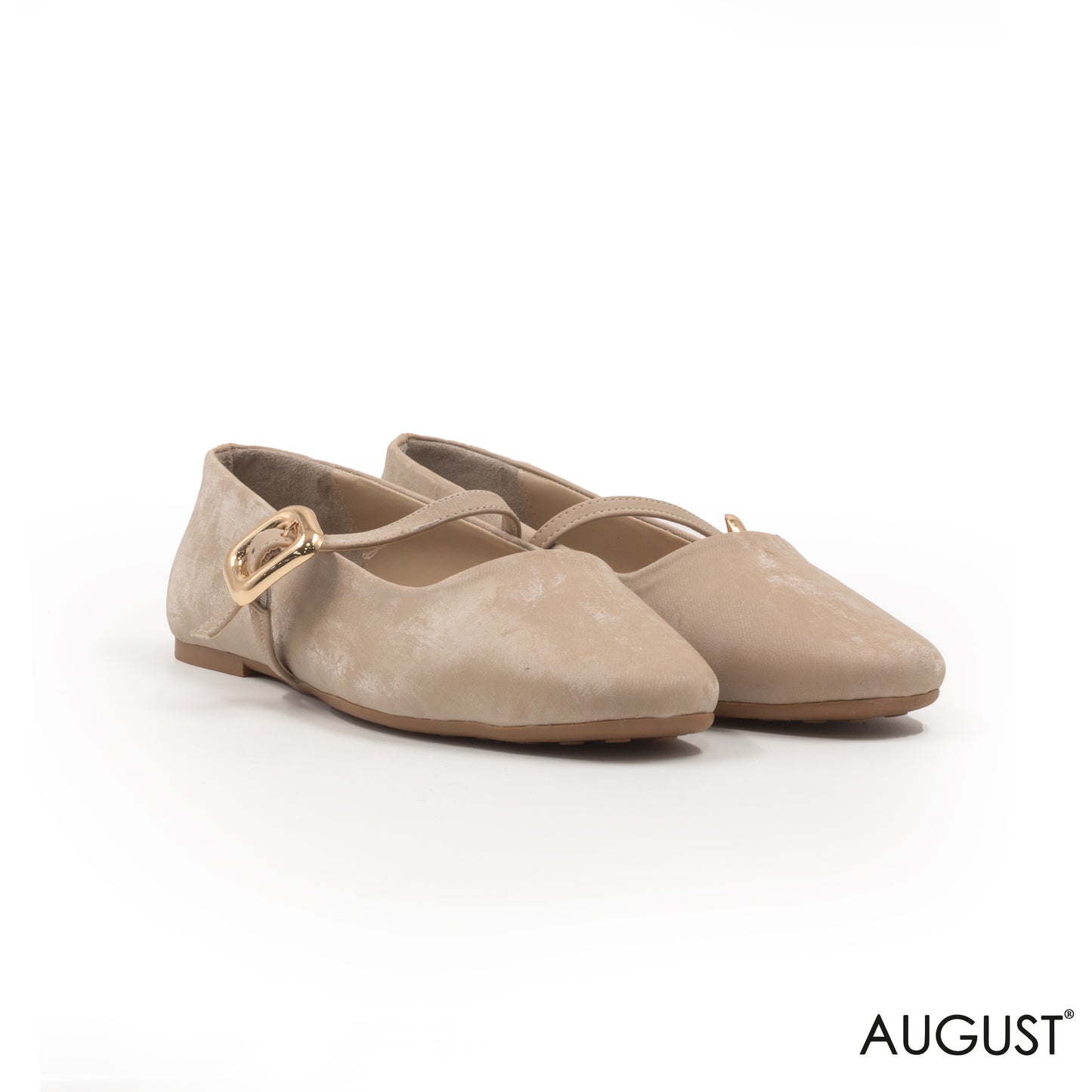 SOFT BEIGE SUEDE BALLERINA WITH BUCKLE