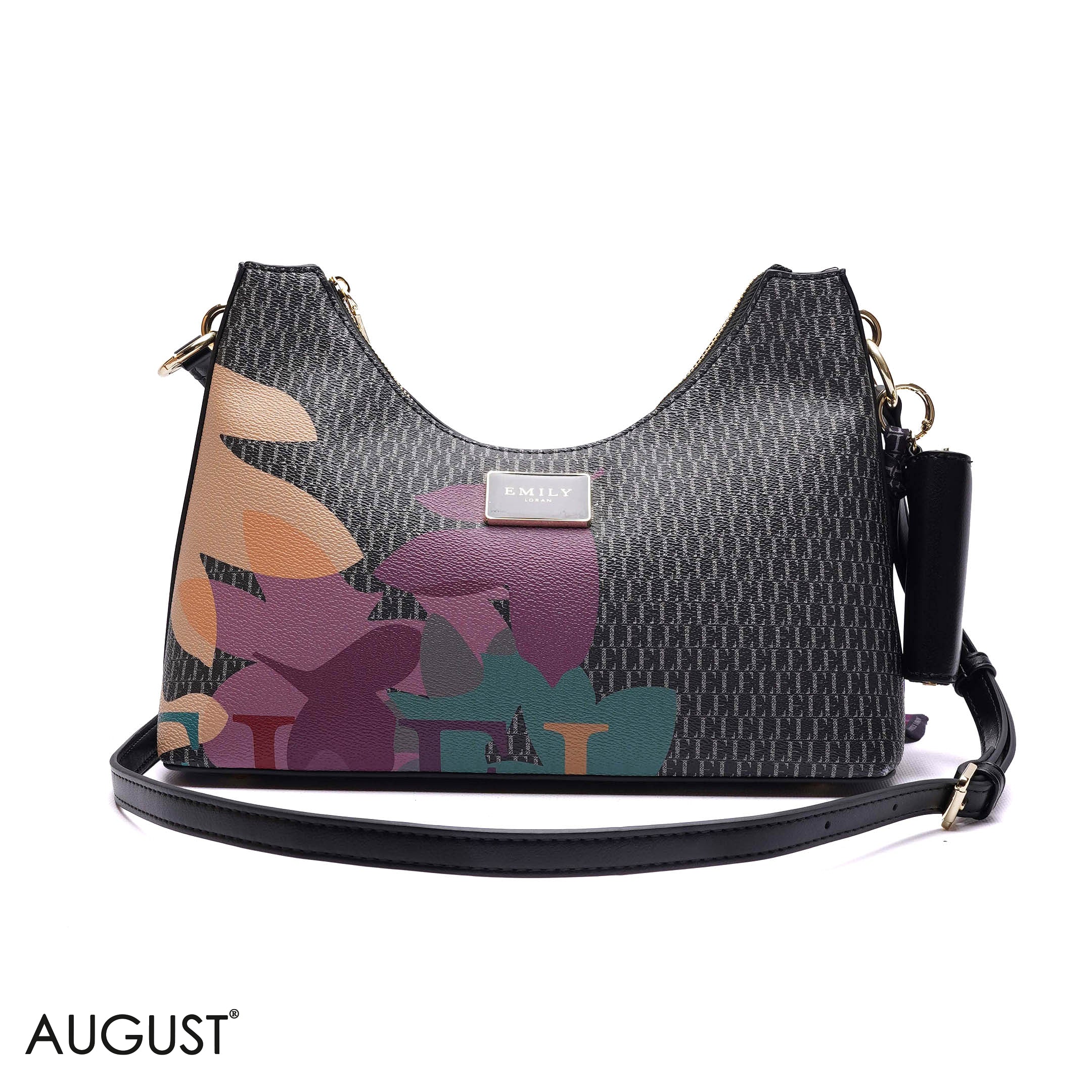 ELEGANT MONOGRAM PRINT SHOULDER BAG