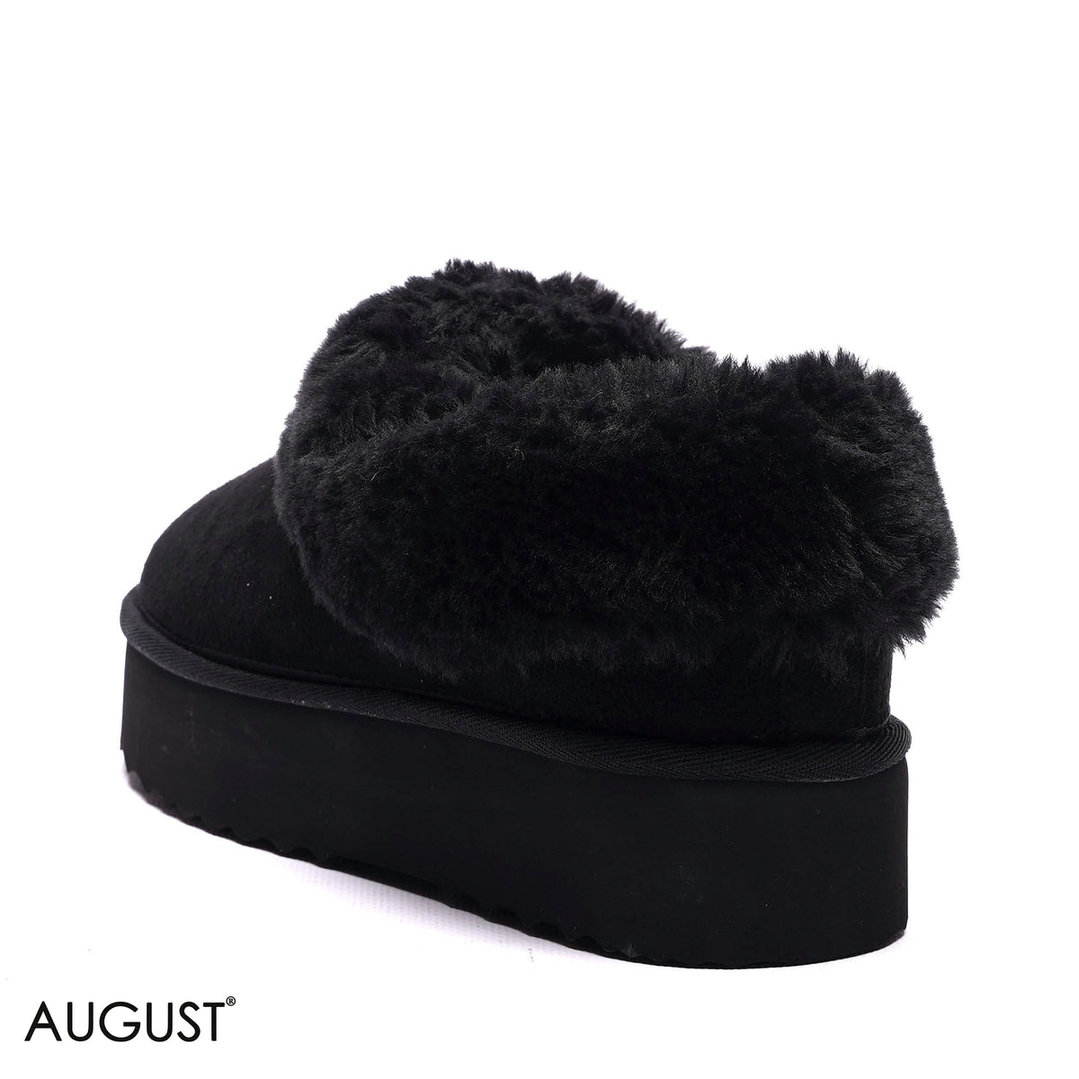 PLATFORM FAUX-FUR SUEDE ANKLE BOOTS