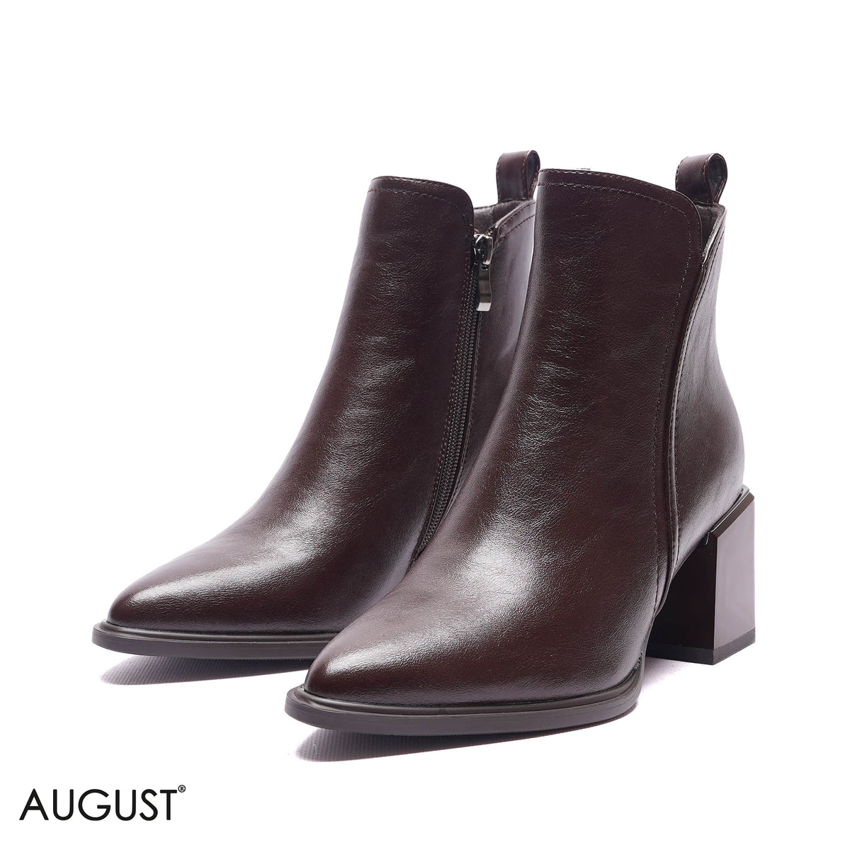 SIDE-ZIP BLOCK HEEL BOOTS