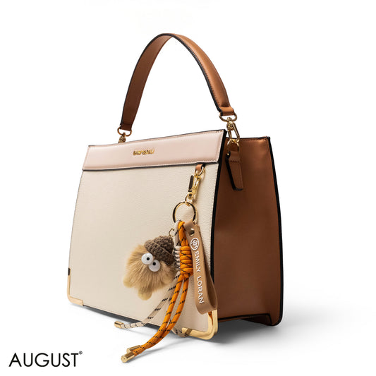 MATTE SMOOTH LEATHER HANDBAG WITH ACCESSORIES -LARGE