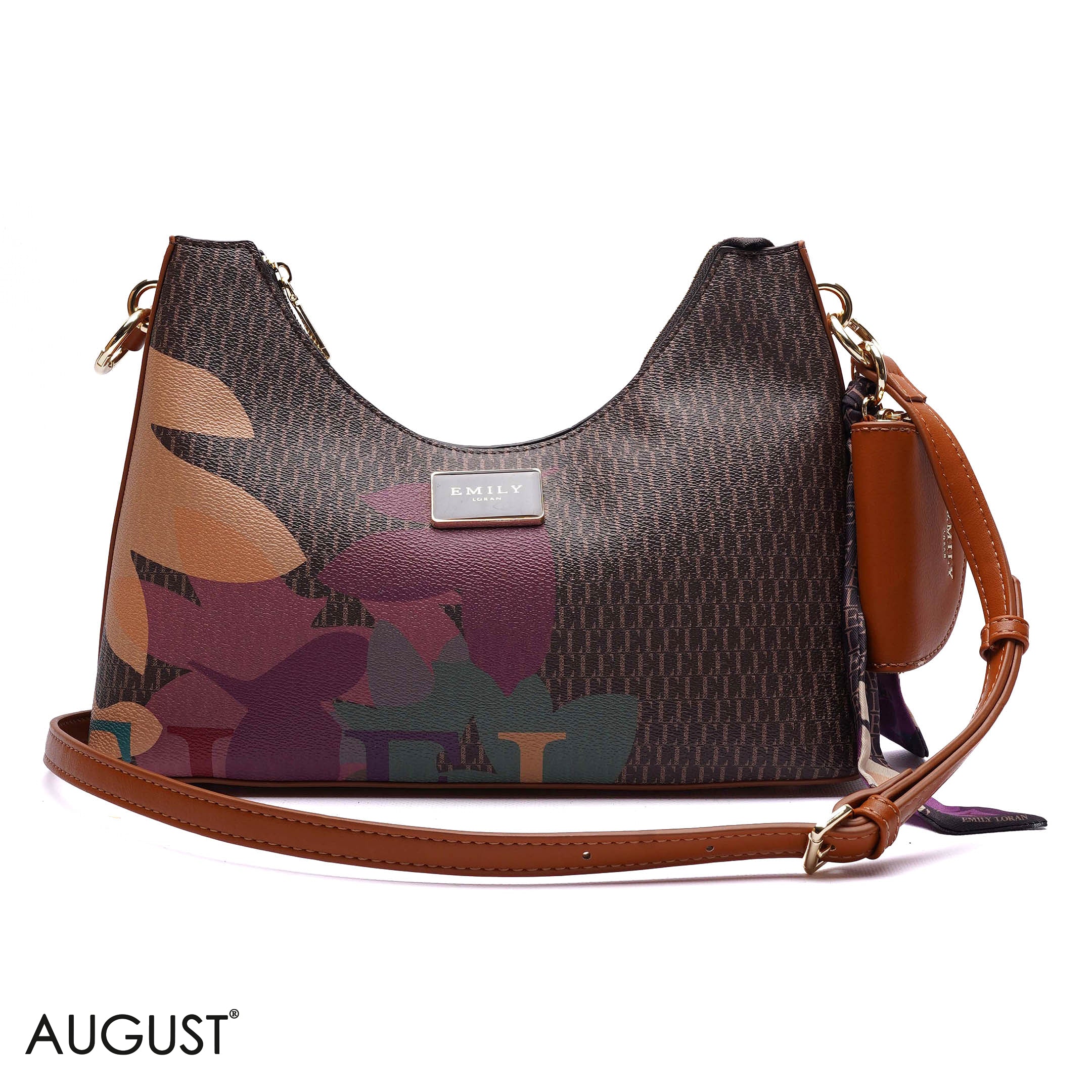 ELEGANT MONOGRAM PRINT SHOULDER BAG