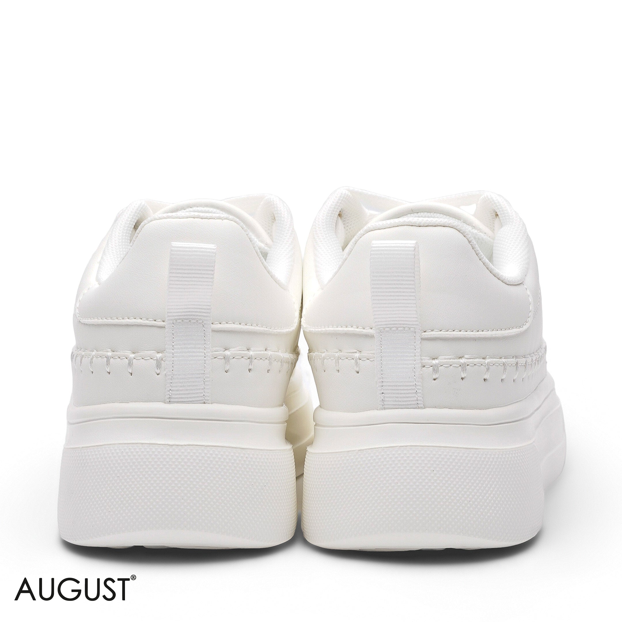 ELEGANT ALL-WHITE STITCHED PLATFORM SNEAKER
