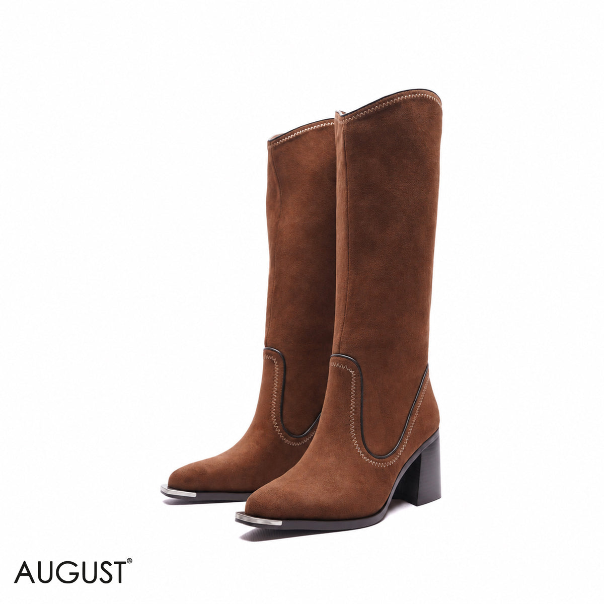 METALLIC-TIP SUEDE COWBOY BOOTS