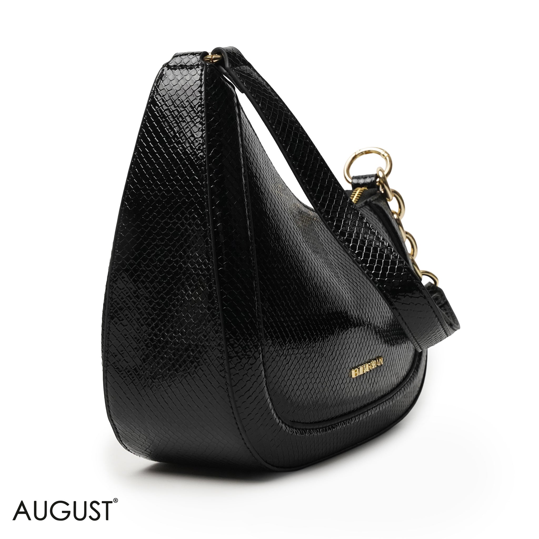 MODERN GLOSSY SNAKE LEATHER SHOULDER BAG WITH MINI WALLET - SMALL