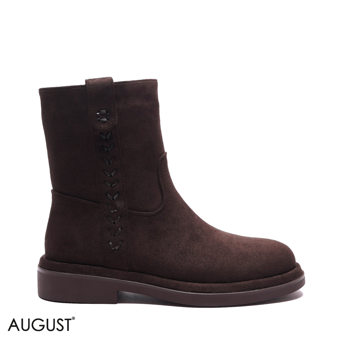 BRAIDED-DETAIL SUEDE FLAT BOOTS