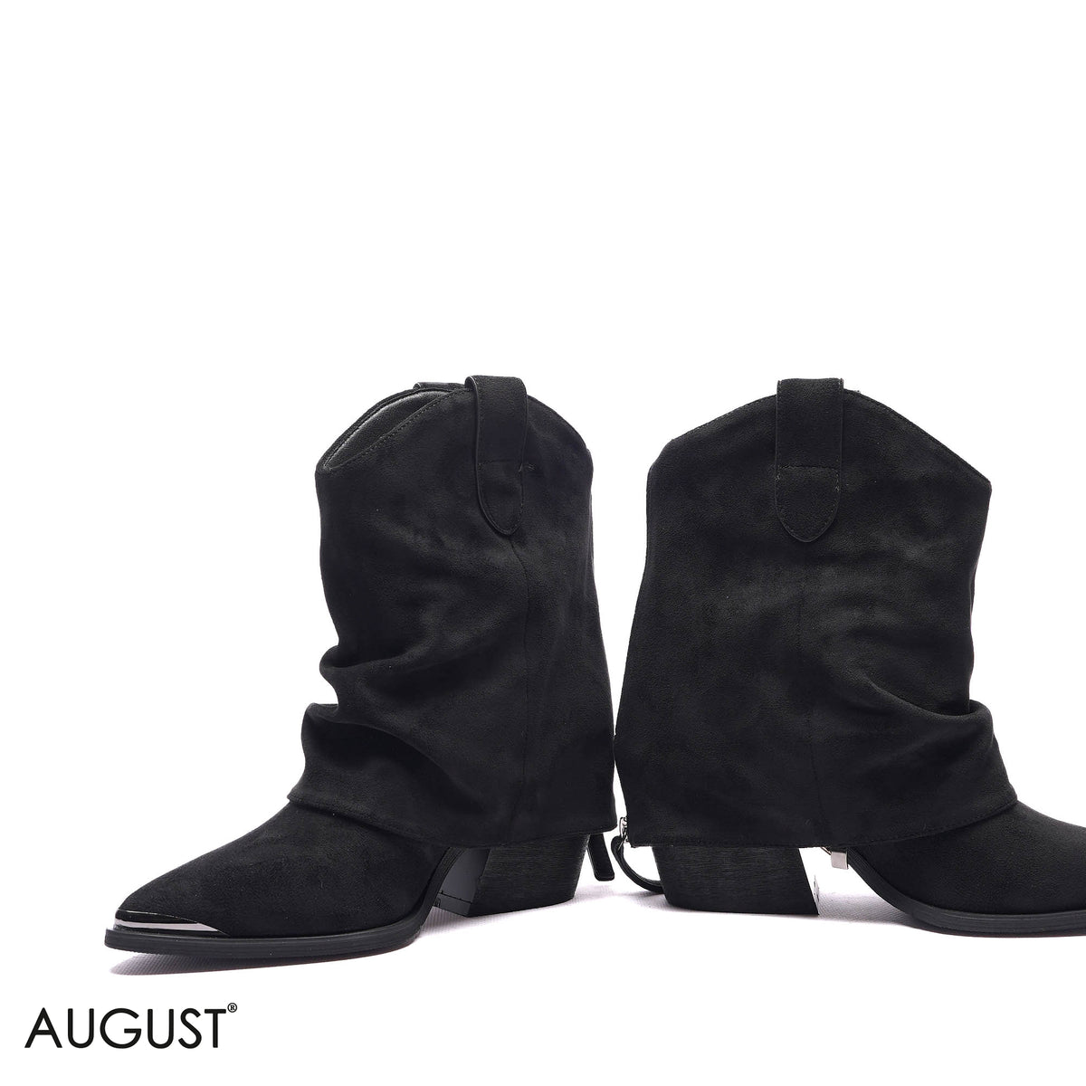 SLOUCHY WESTERN SUEDE CUBAN-HEEL BOOTS