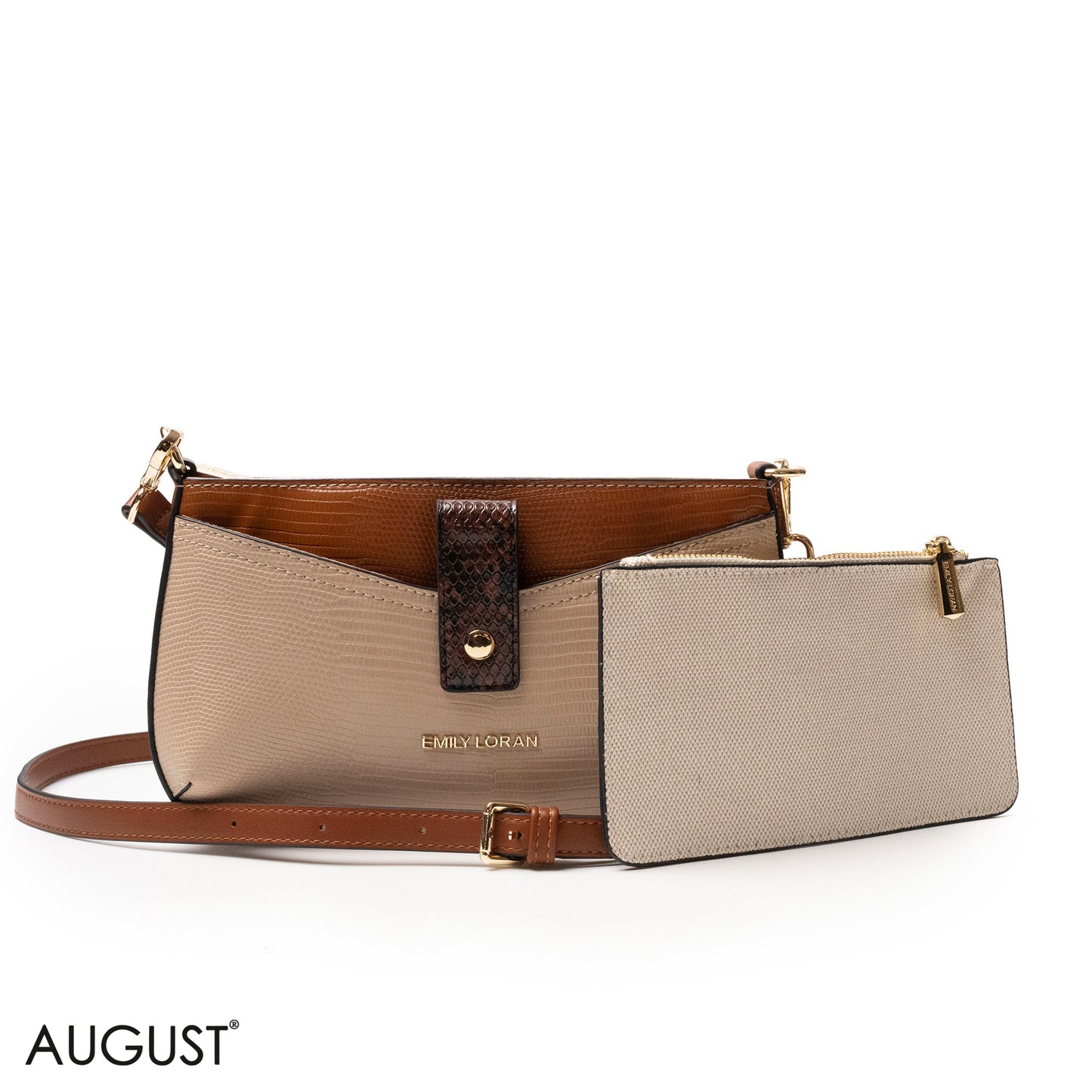 LEATHER CROSSBODY WITH SNAKESKIN PRINT- SMALL