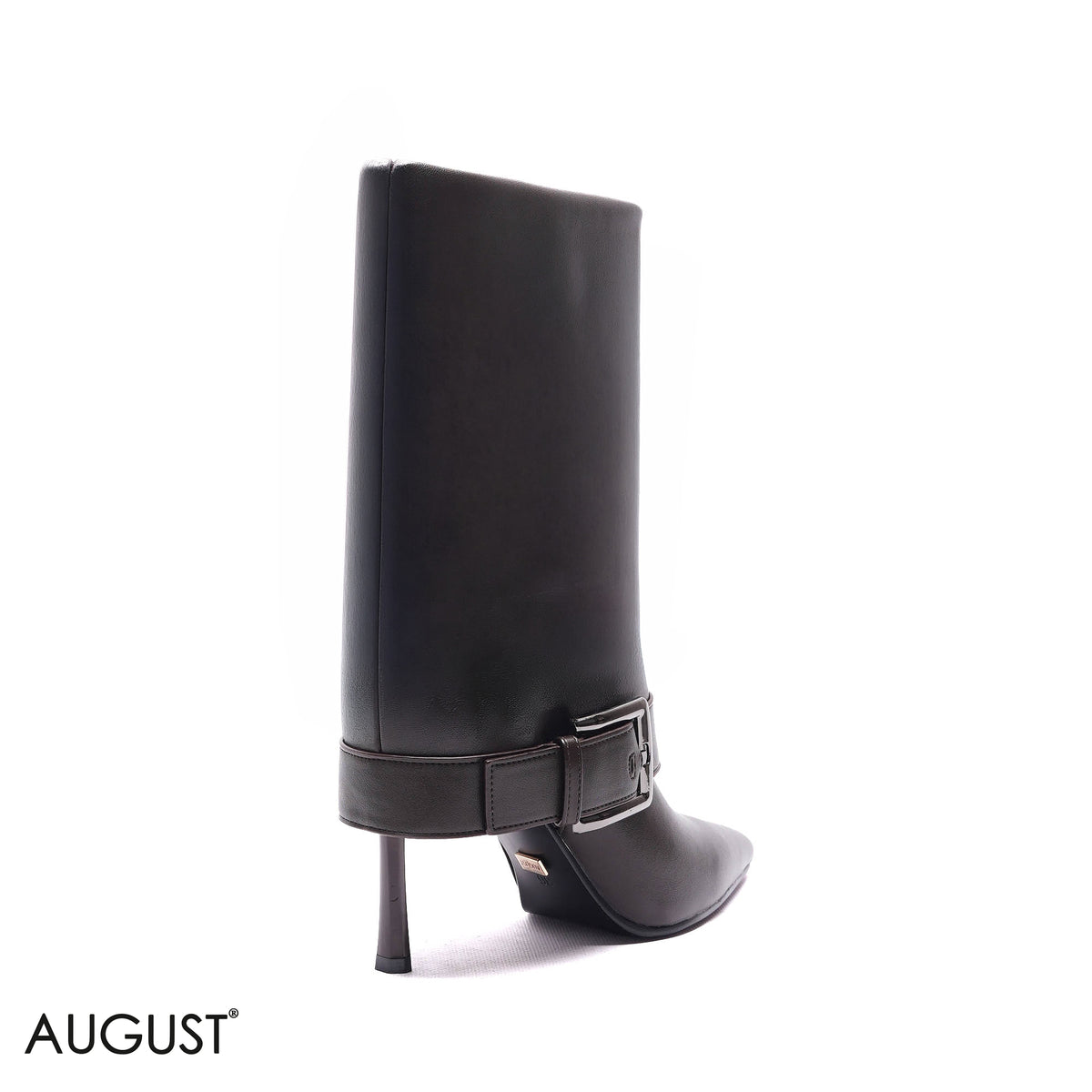 BUCKLED FOLD-OVER STILETTO BOOTS