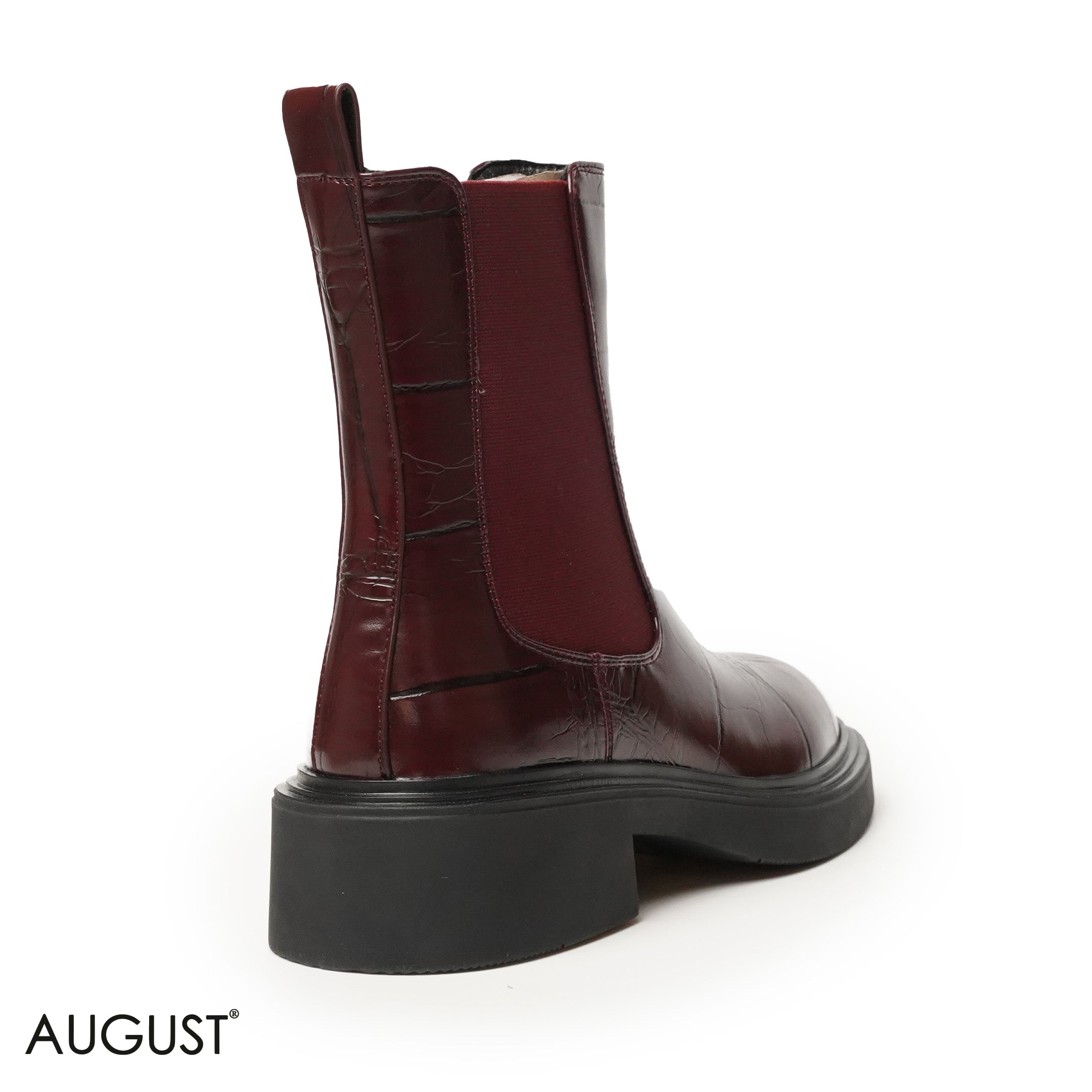 EMBOSSED PANTENT LEATHER ANKLE BOOTS WITH ELASTIC SIDES