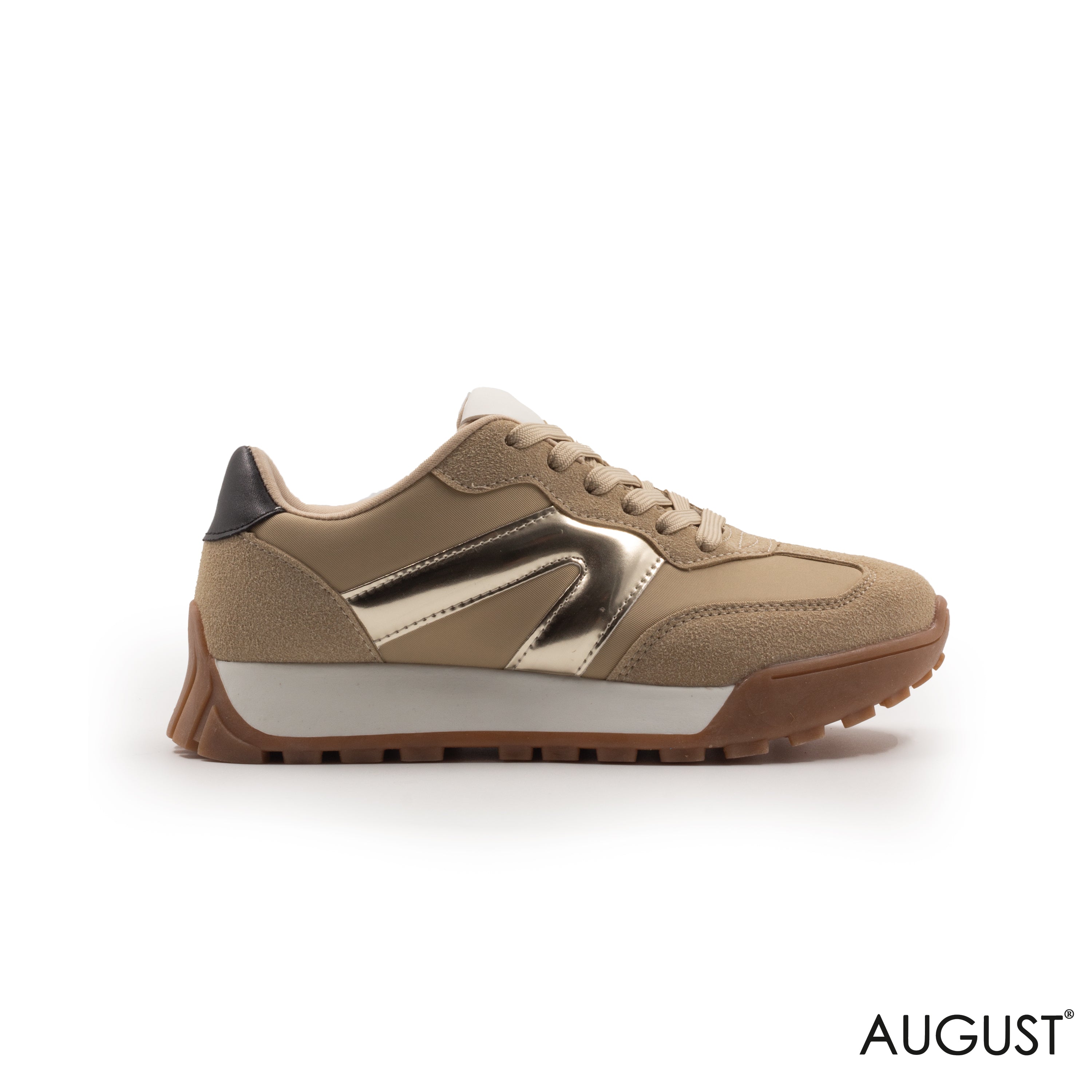 SNEAKERS NYLON-BLEND AND TRIMMED WITH LEATHER AND SUEDE RUBBER SOLE