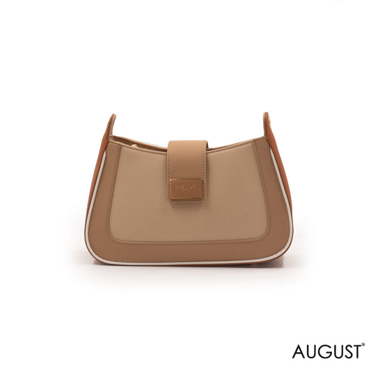 BEIGE STRAW EMILY LORAN HANDBAG WITH LEATHER BROWN TRIM COLOR-SMALL
