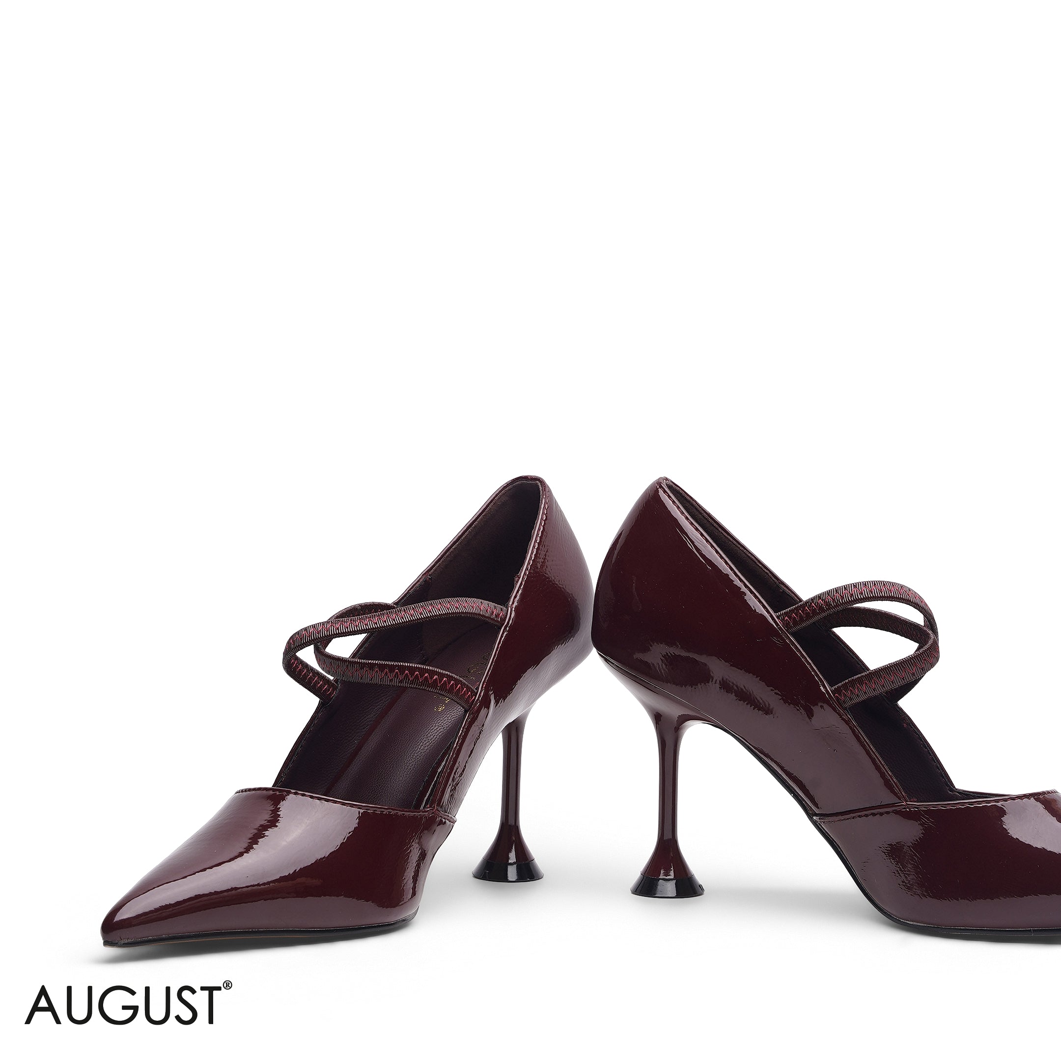 BURGUNDY PATENT LEATHER STRAPPY HEELS