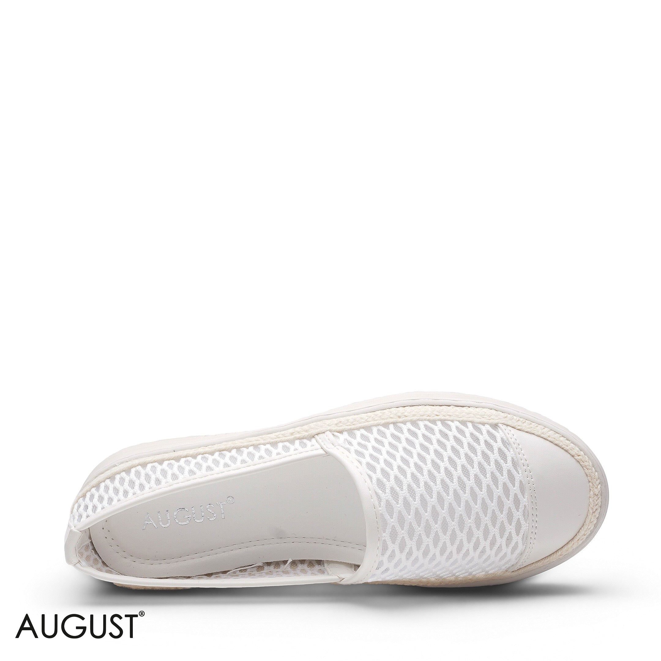 WHITE MESH PLATFORM ESPADRILLE FLATS