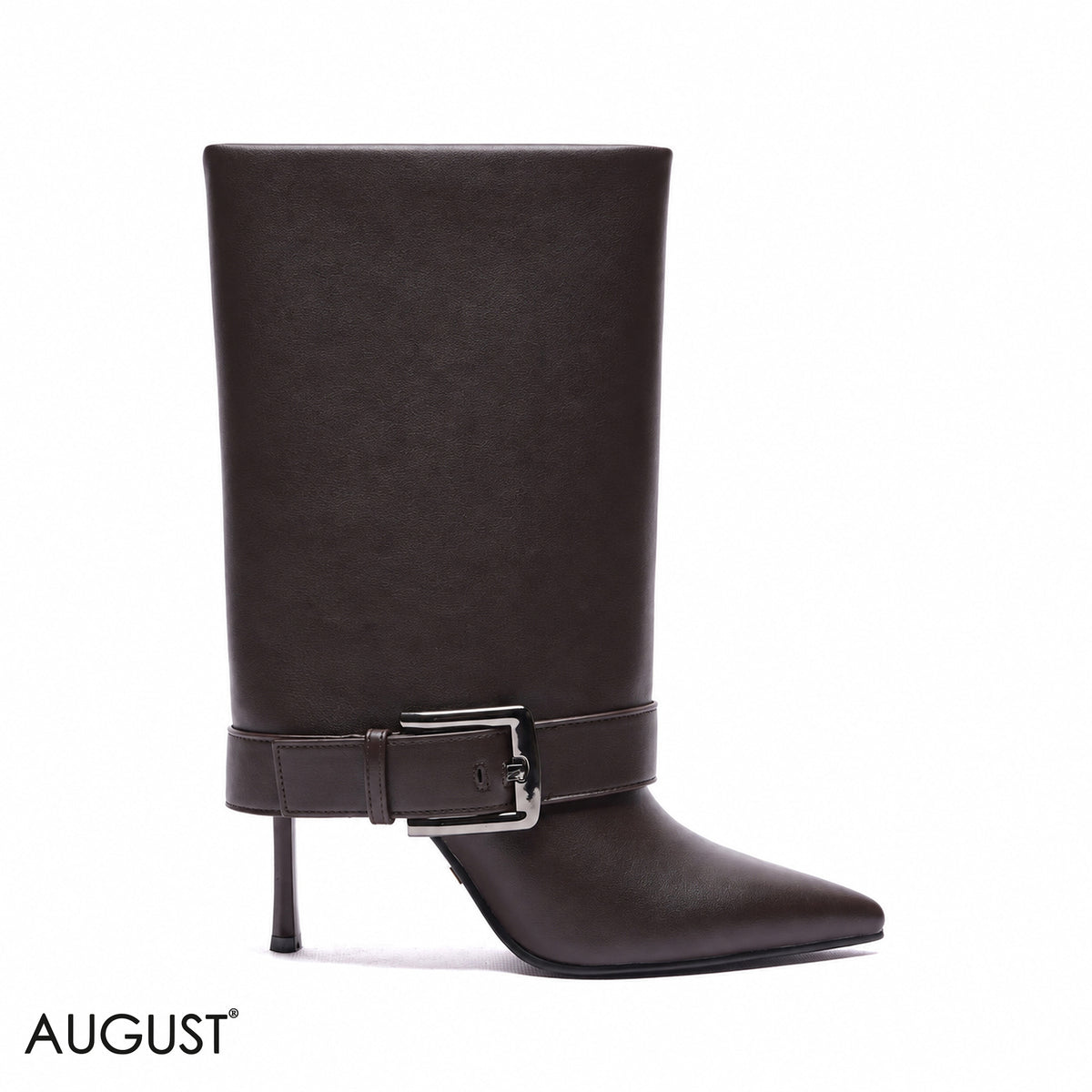 BUCKLED FOLD-OVER STILETTO BOOTS