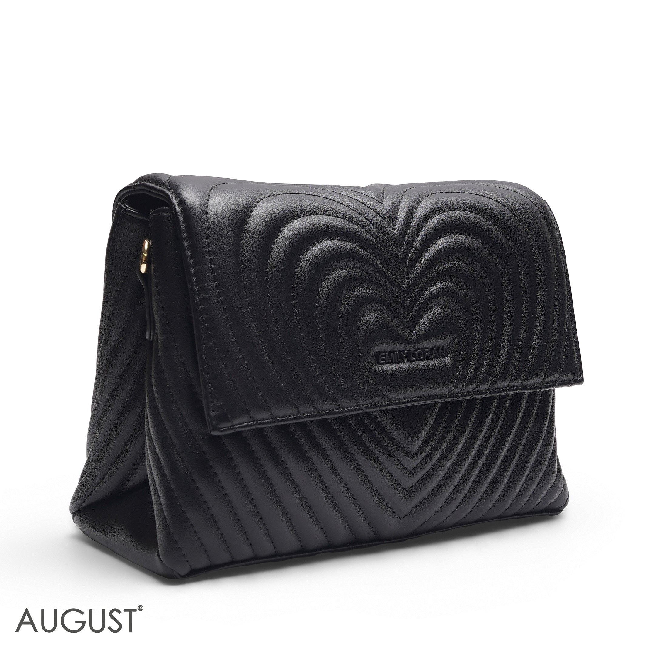 BLACK EMILY EMBOSSED LOGO TRAPEZE BAG - MED