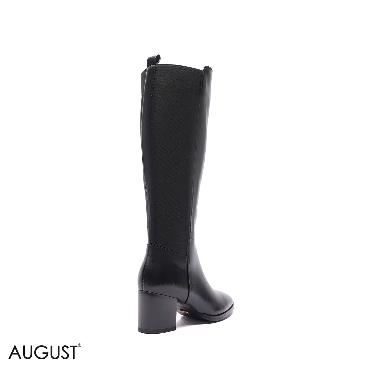 STRETCH-BACK BLOCK HEEL KNEE-HIGH BOOTS