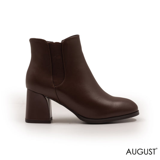 LEATHER ANKLE BOOTS WITH ROUND TOE