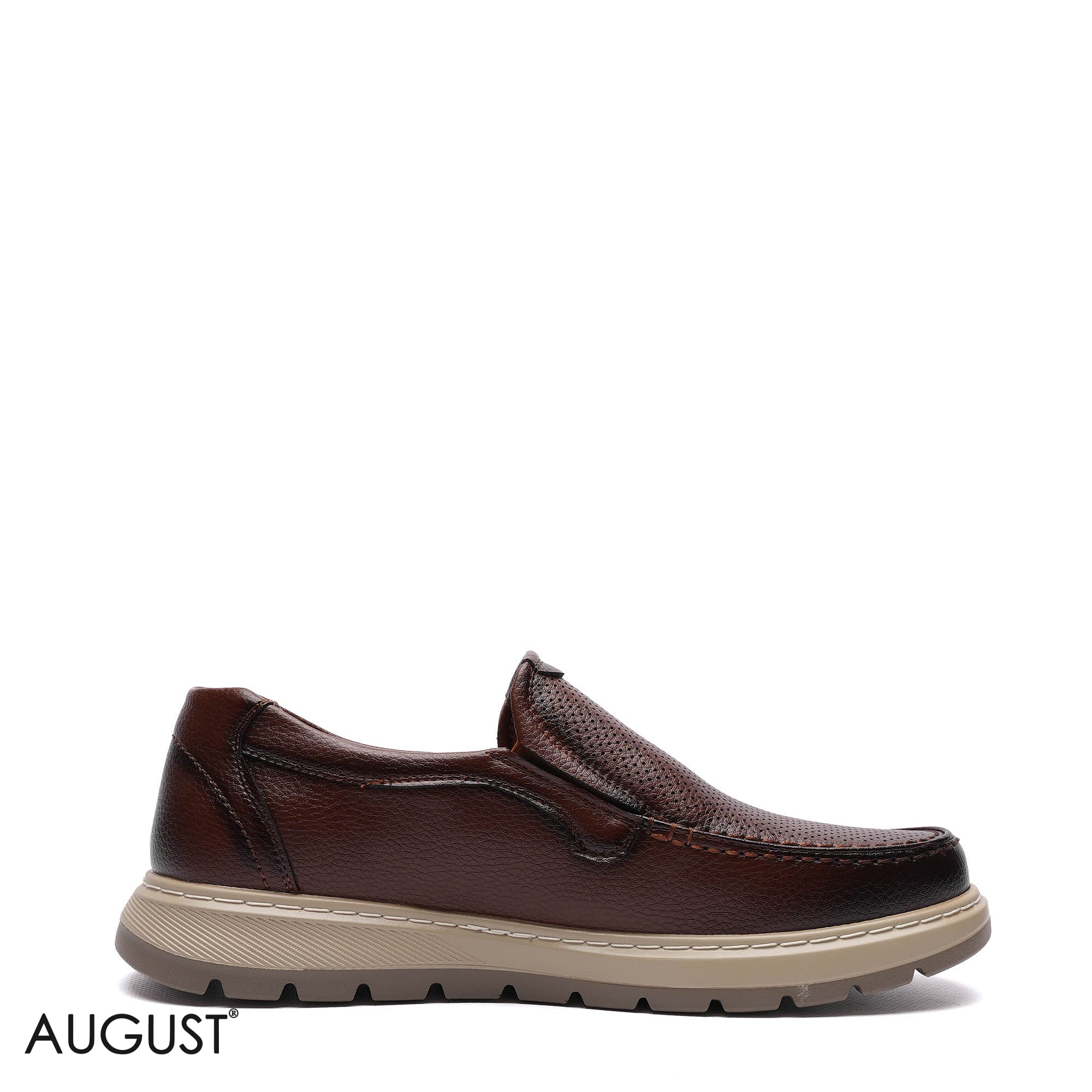 Premium Leather Perforated Slip-Ons