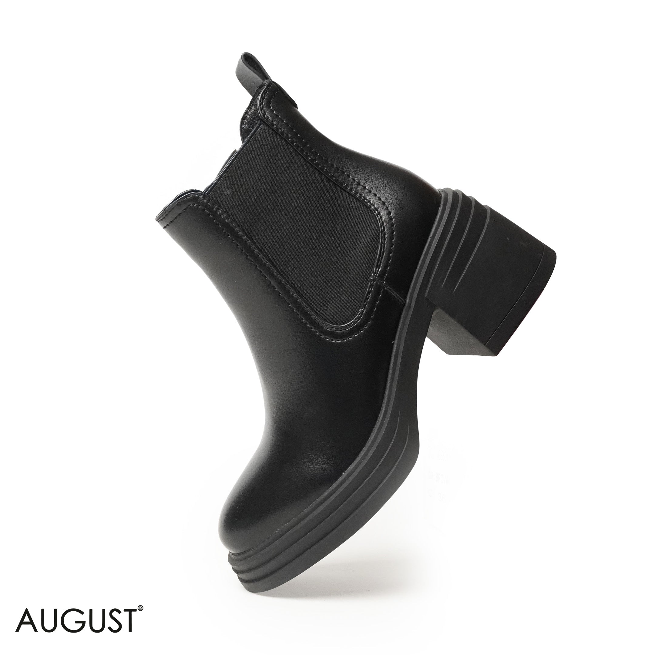 BLACK SMOOTH LEATHER HEELED ANKLE BOOTS