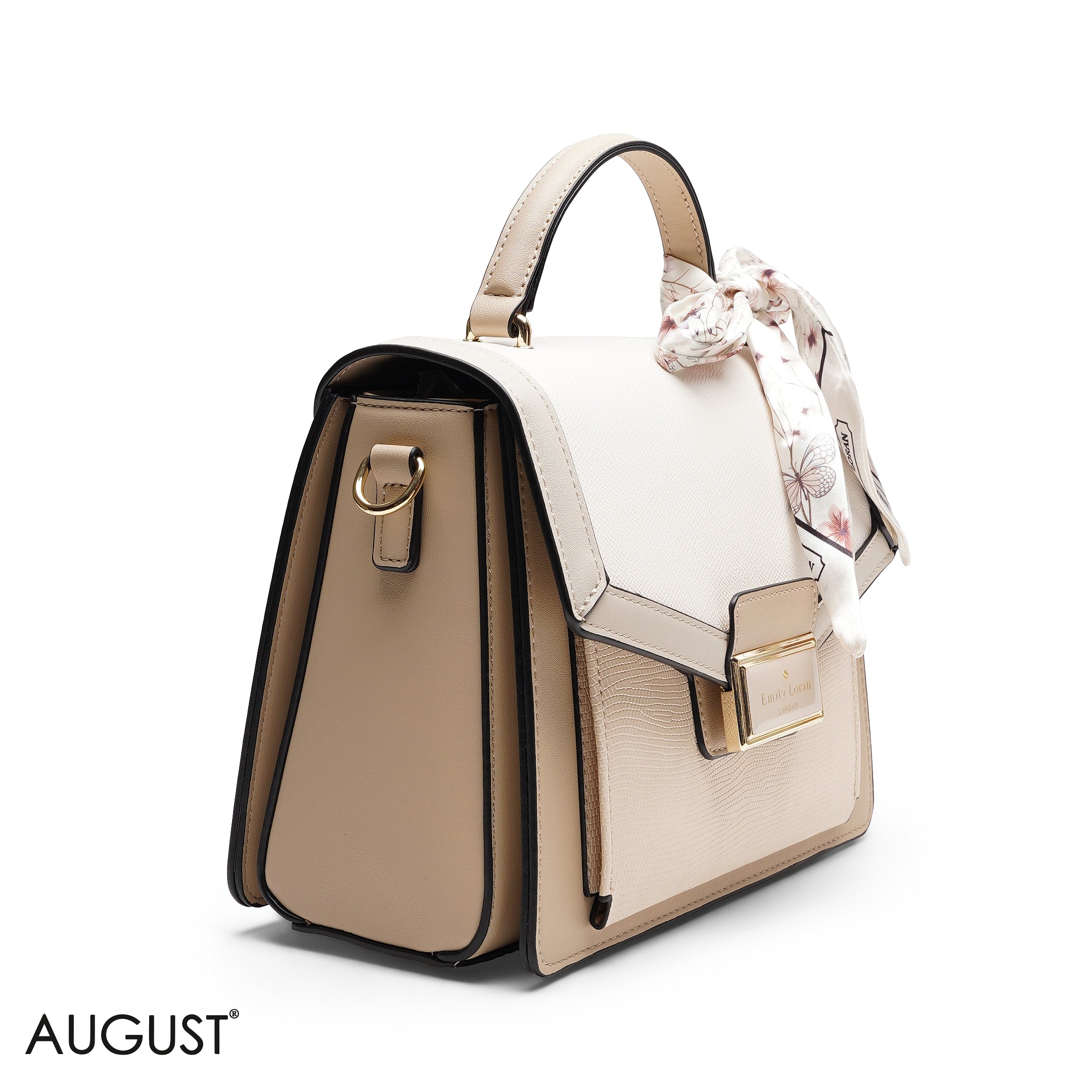 STRUCTURED TOP HANDLE BAG WITH SCARF