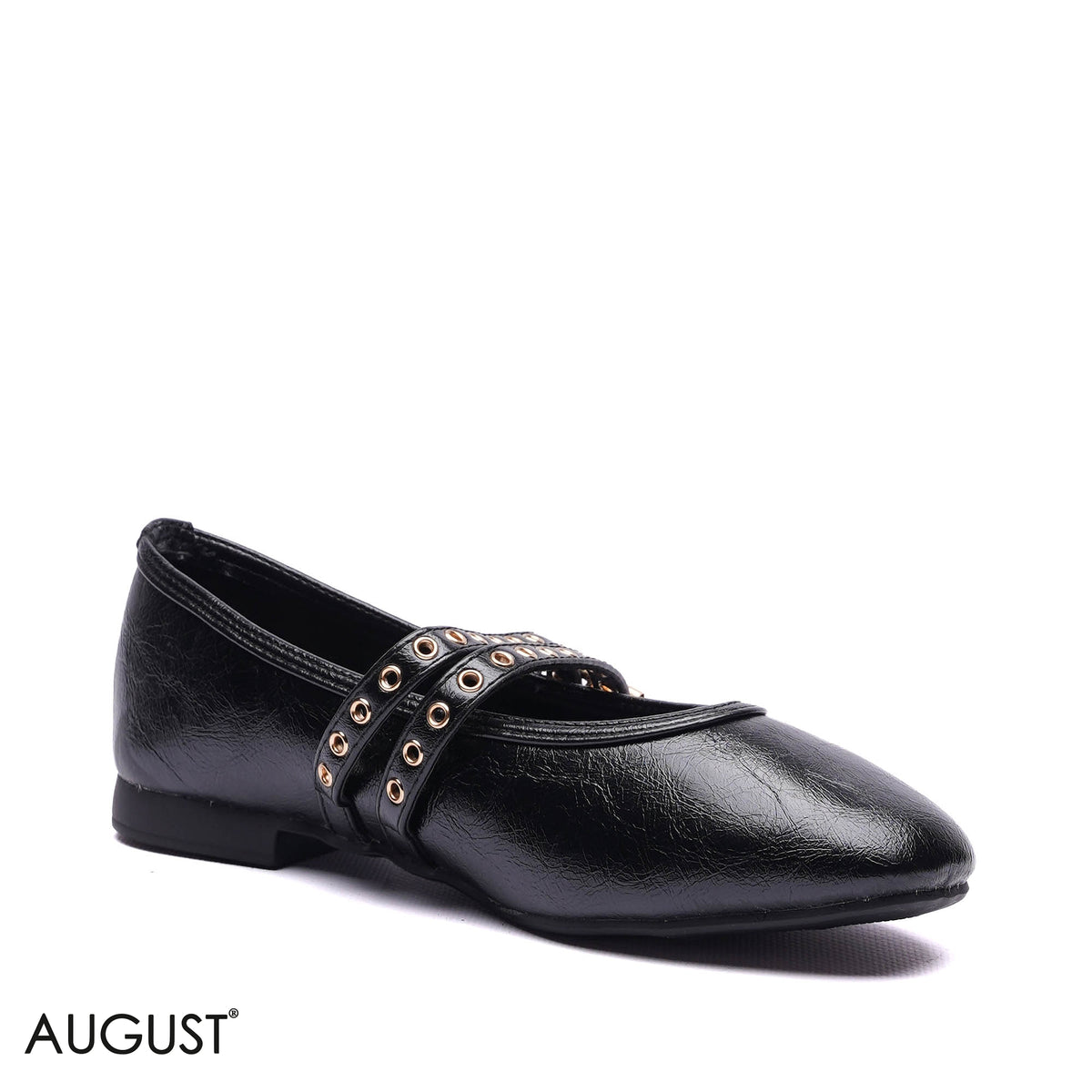 DOUBLE STRAP GROMMET BALLET FLATS