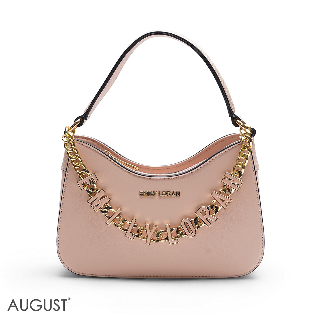 PEACH SHOULDER BAG WITH CHAIN