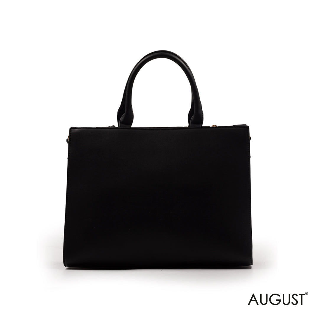 PRINT LEATHER BLACK SHOULDER BAG