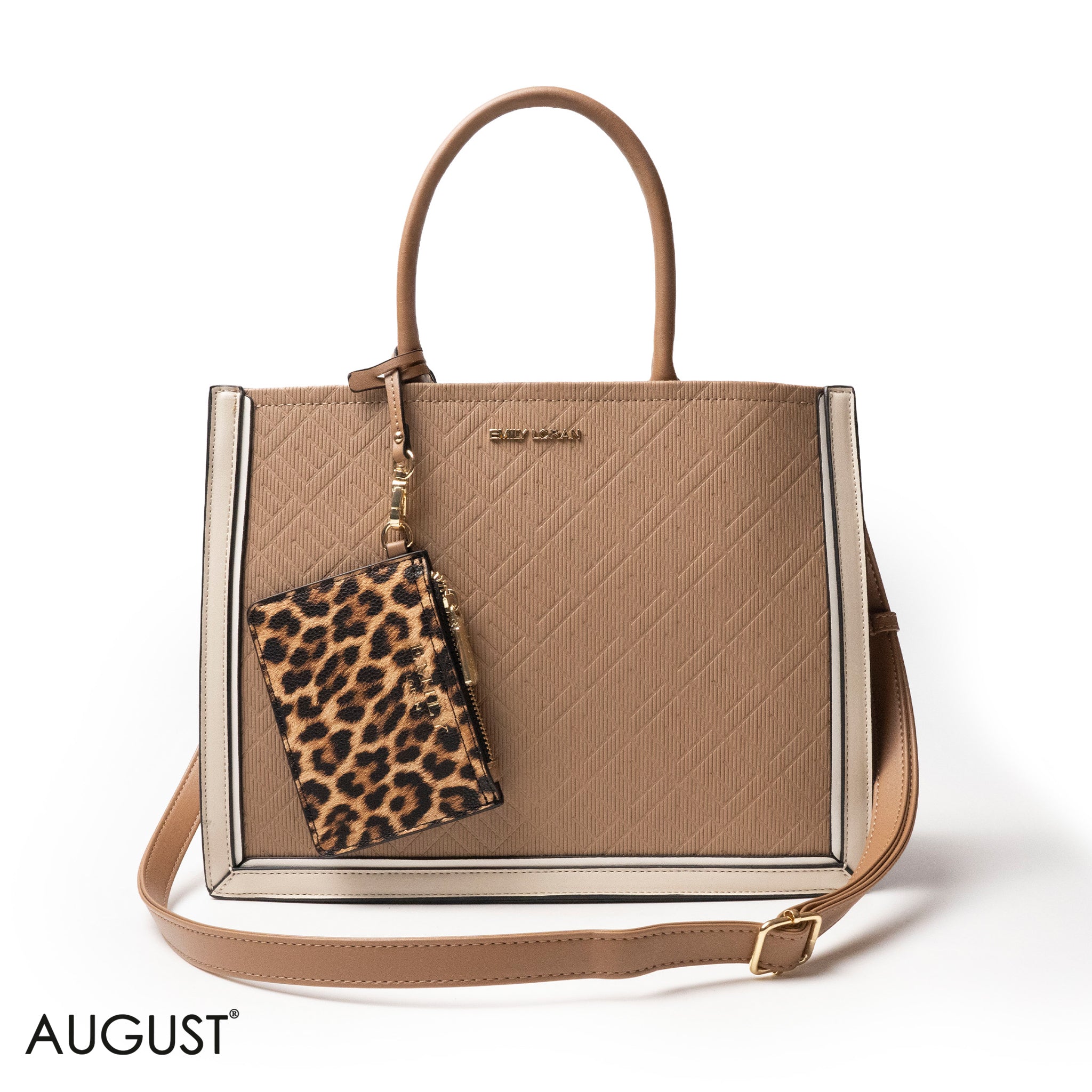 LEATHER HANDBAG WITH LEOPARD DETAIL TOUCH - LARGE