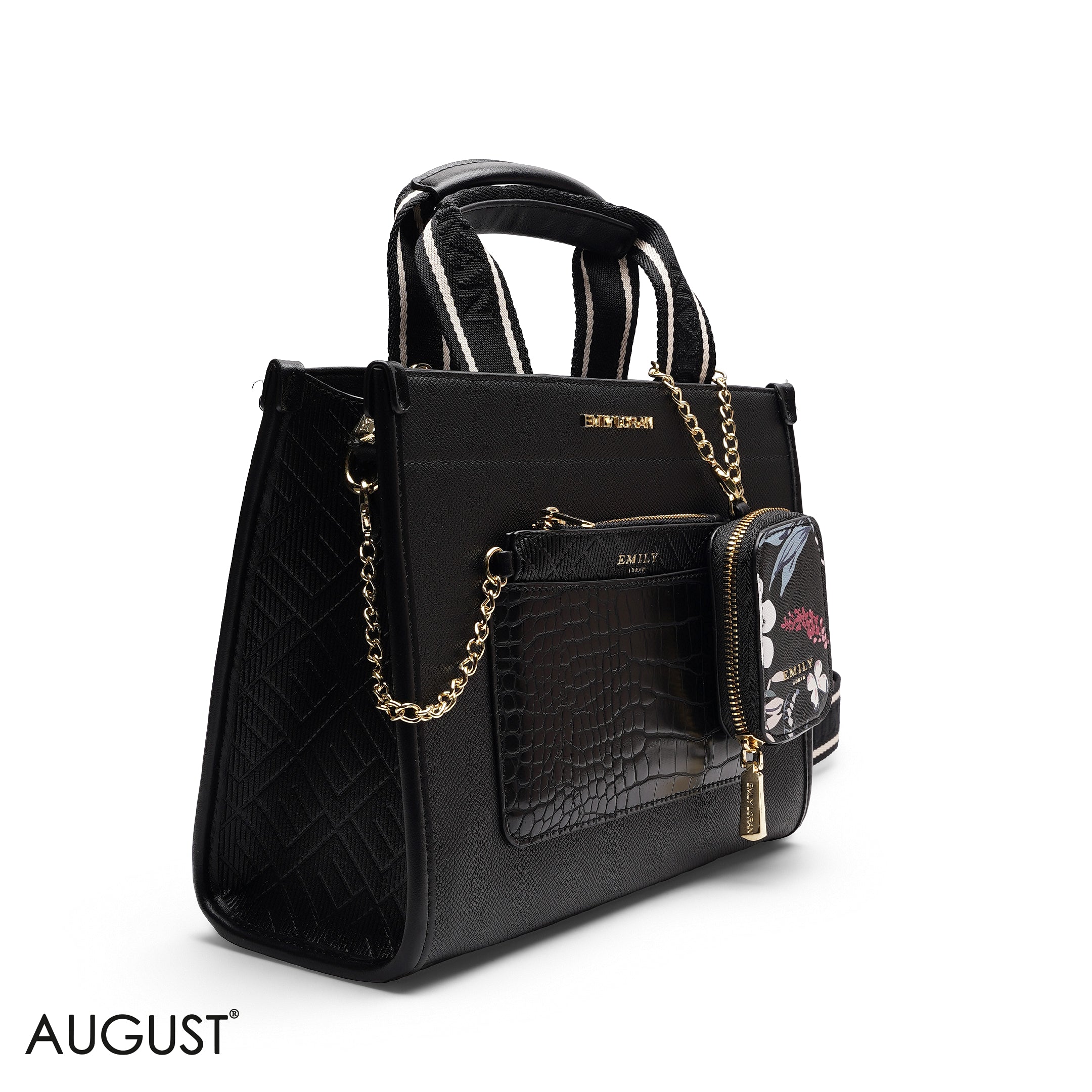 FLORAL STRUCTURED MULTI-POUCH TOTE BAG SET
