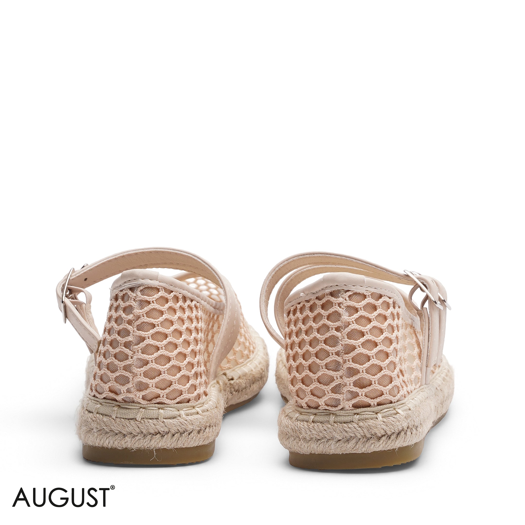 NUDE STRAPPED MESH ESPADRILLE FLATS