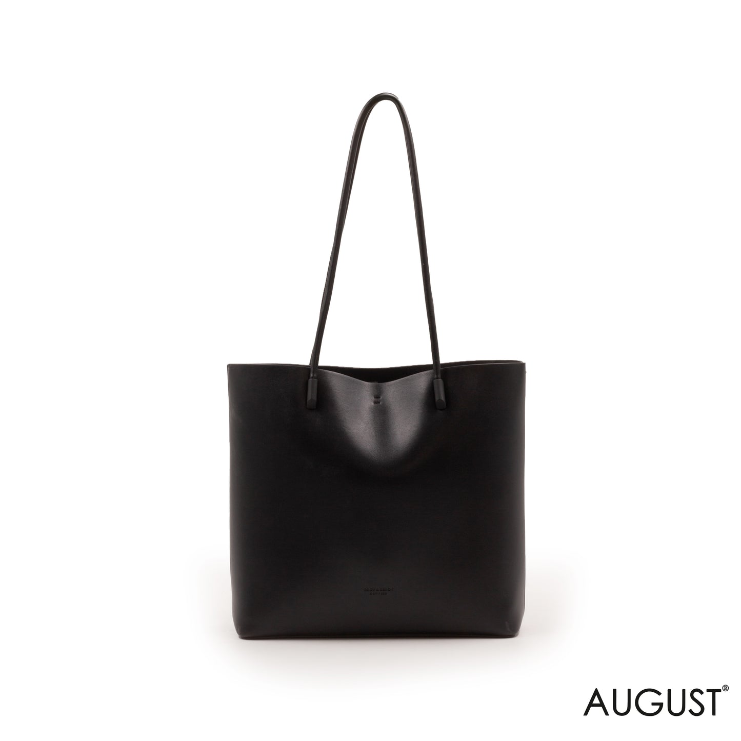 BASIC BLACK SMOOTH LEATHER SHOULDER BAG -MED