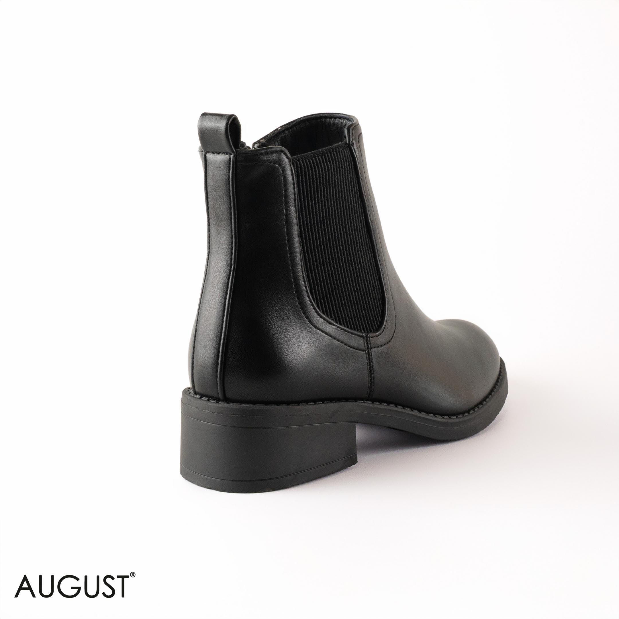 BROWN LEATHER ANKLE BOOTS WITH RUBBER DETAIL