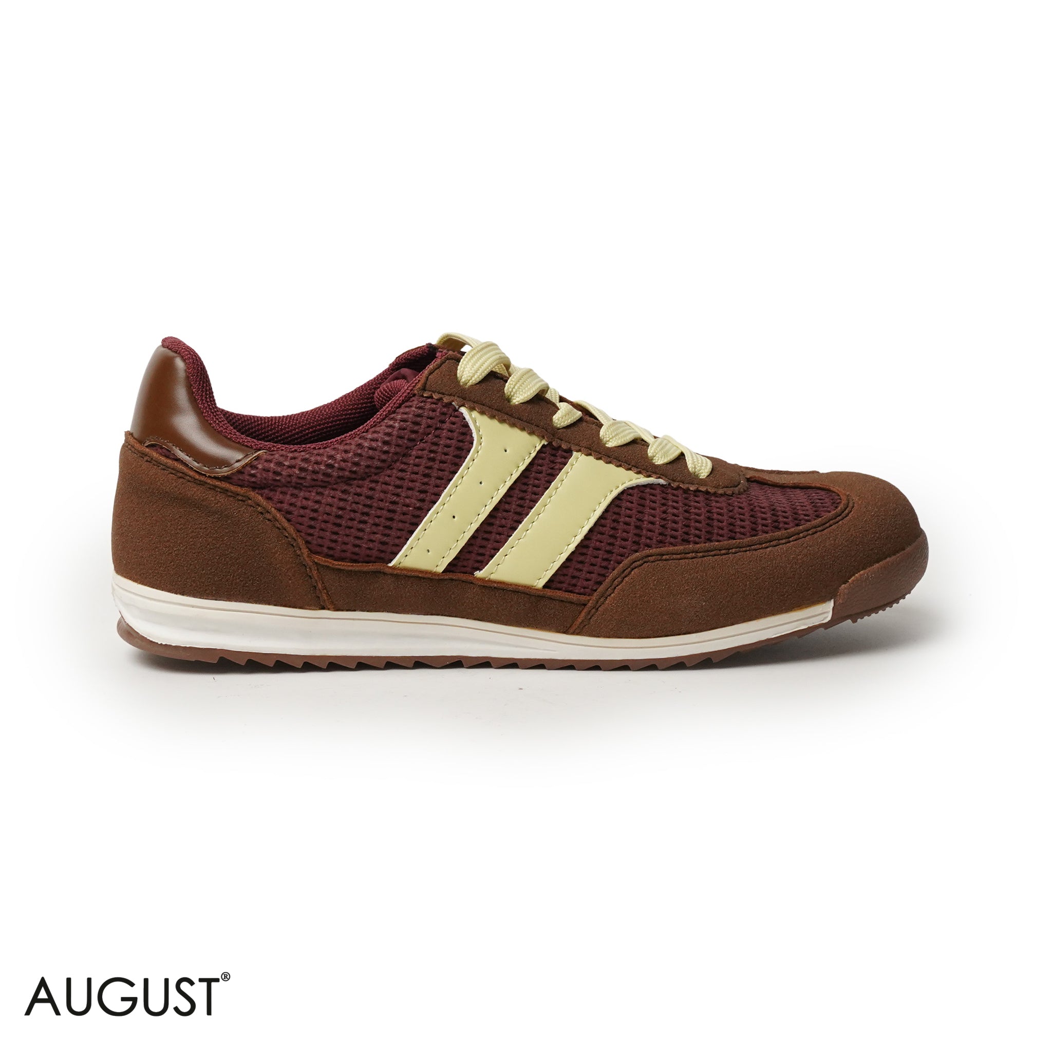 BROWN SUEDE LEATHER SNEAKERS WITH MESH ACCENTS