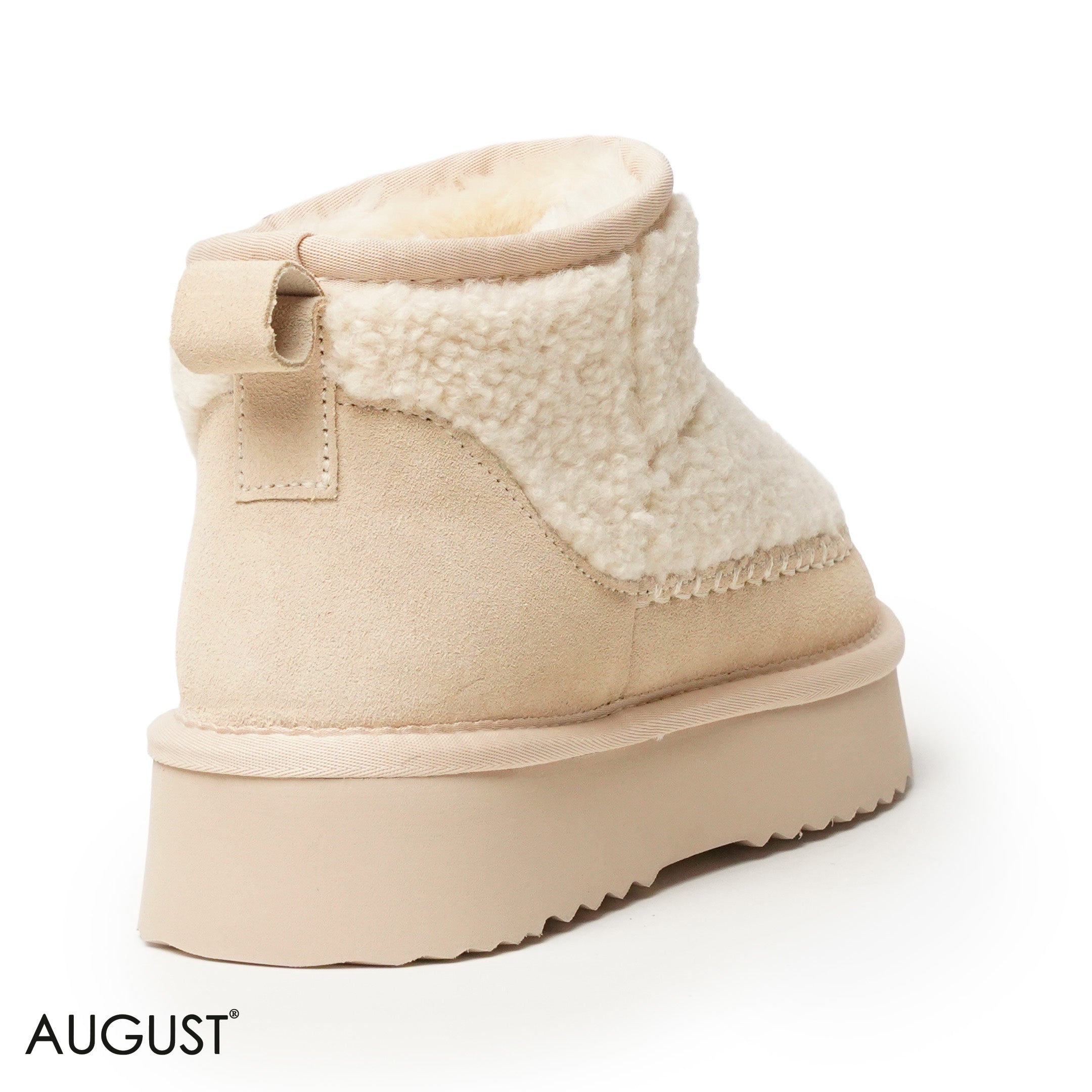 CREAM SUEDE LEATHER UGGS WITH FUR TOUCH