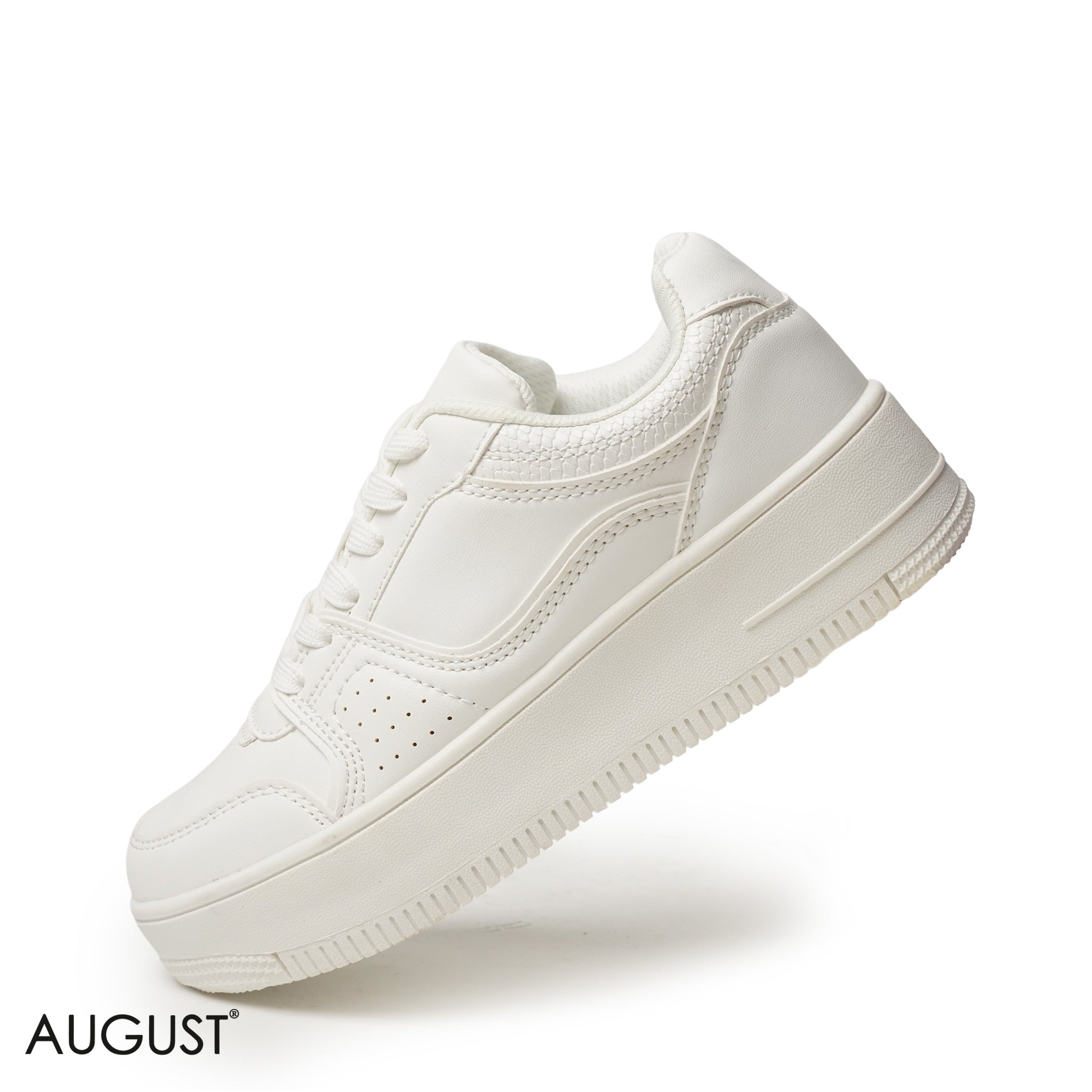 WHITE LEATHER SNEAKERS WITH THICK SOLE