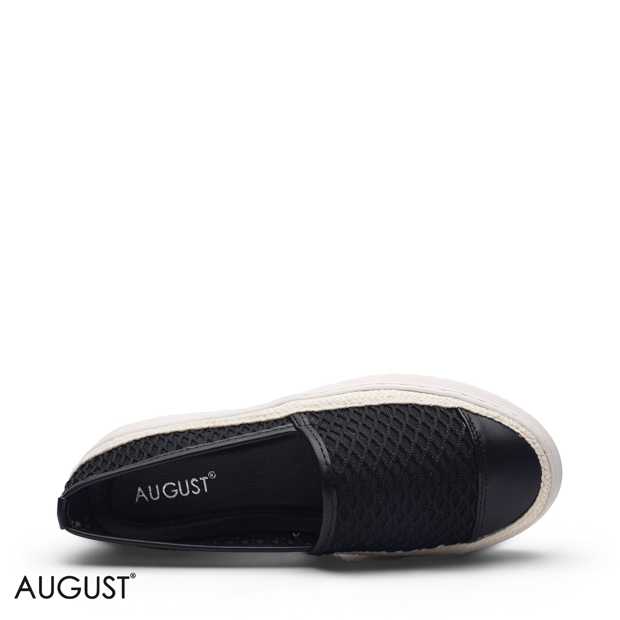 BLACK  MESH PLATFORM ESPADRILLE FLATS
