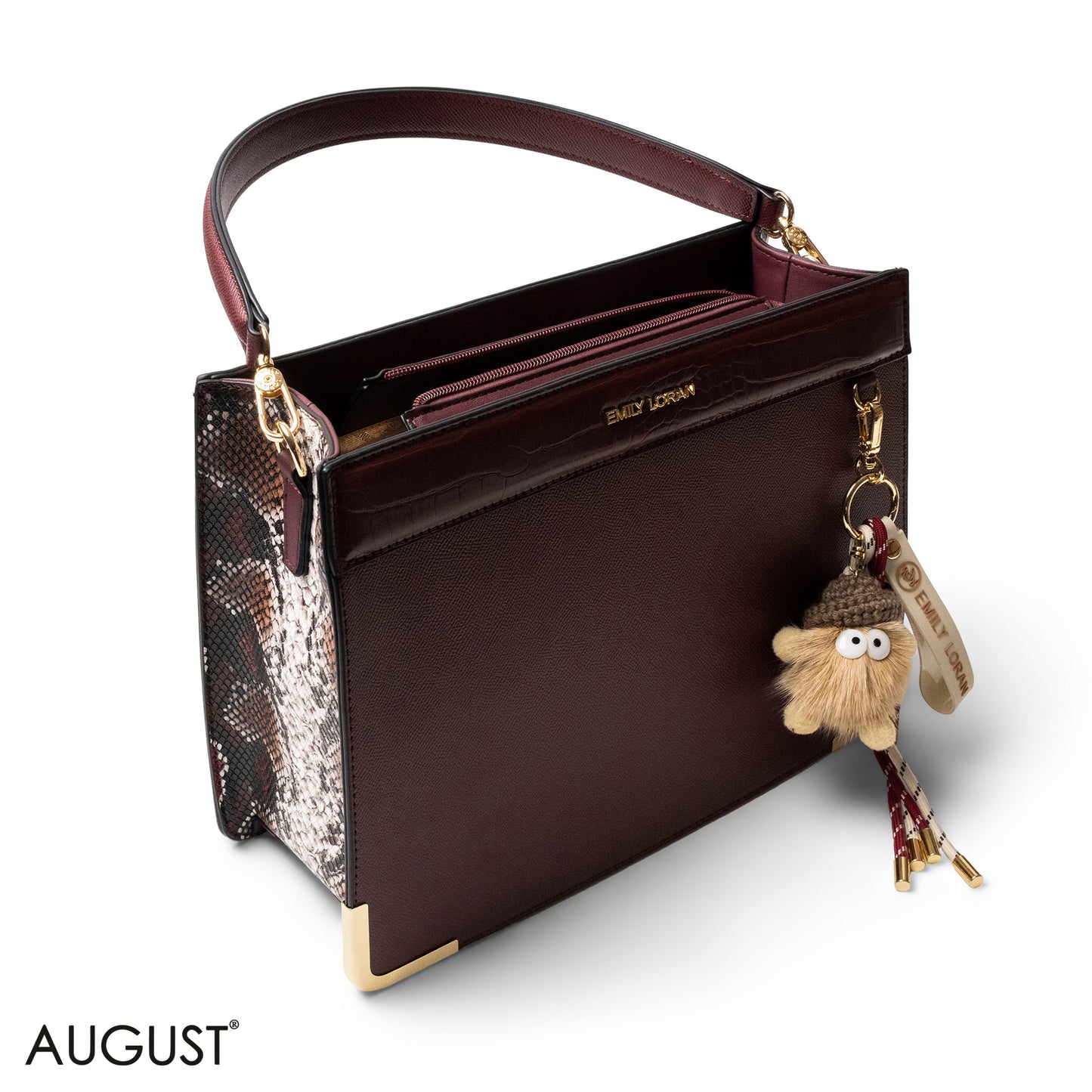 MATTE SMOOTH LEATHER HANDBAG WITH ACCESSORIES -LARGE