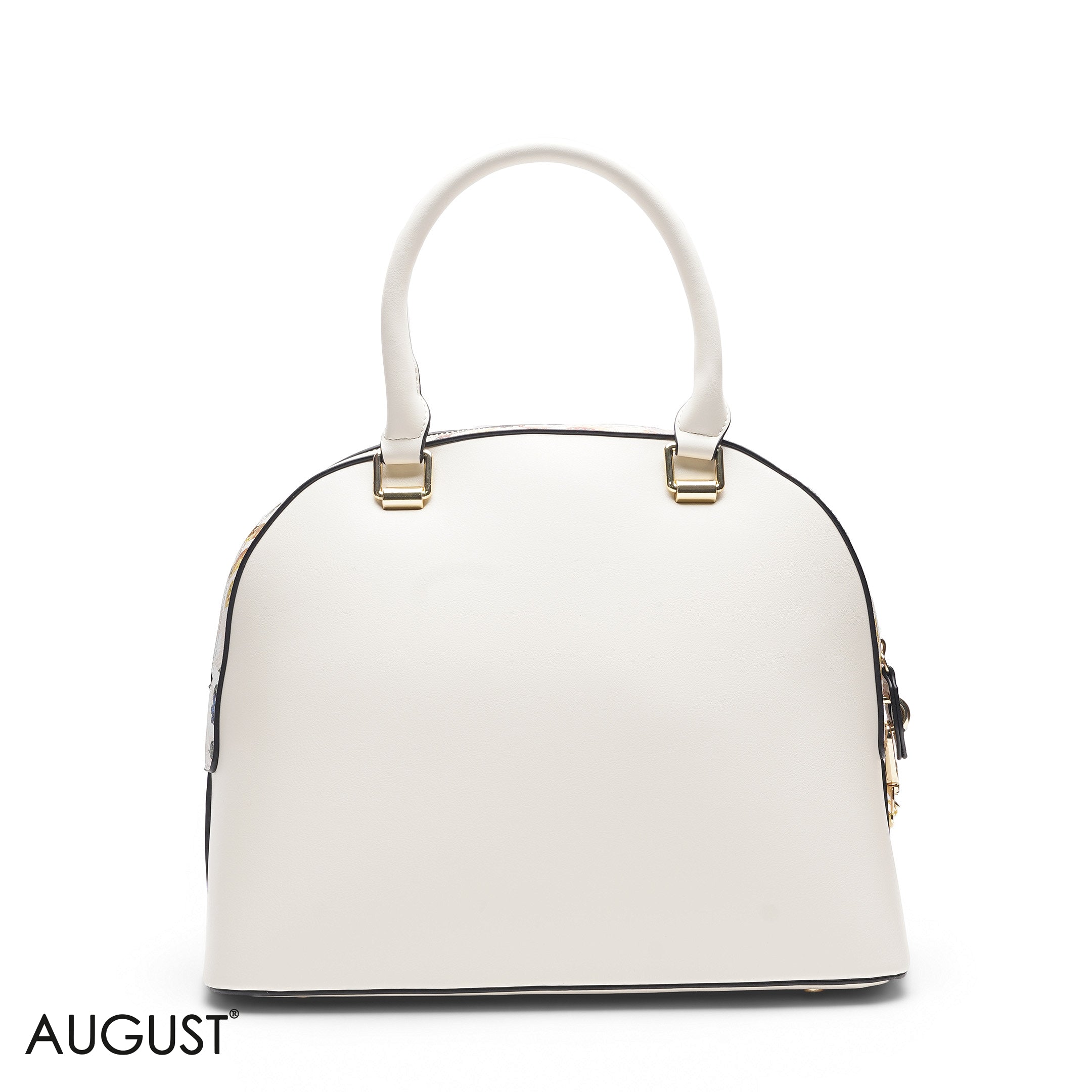 WHITE DOME BAG WITH PINK FLORAL PRINT - LARGE