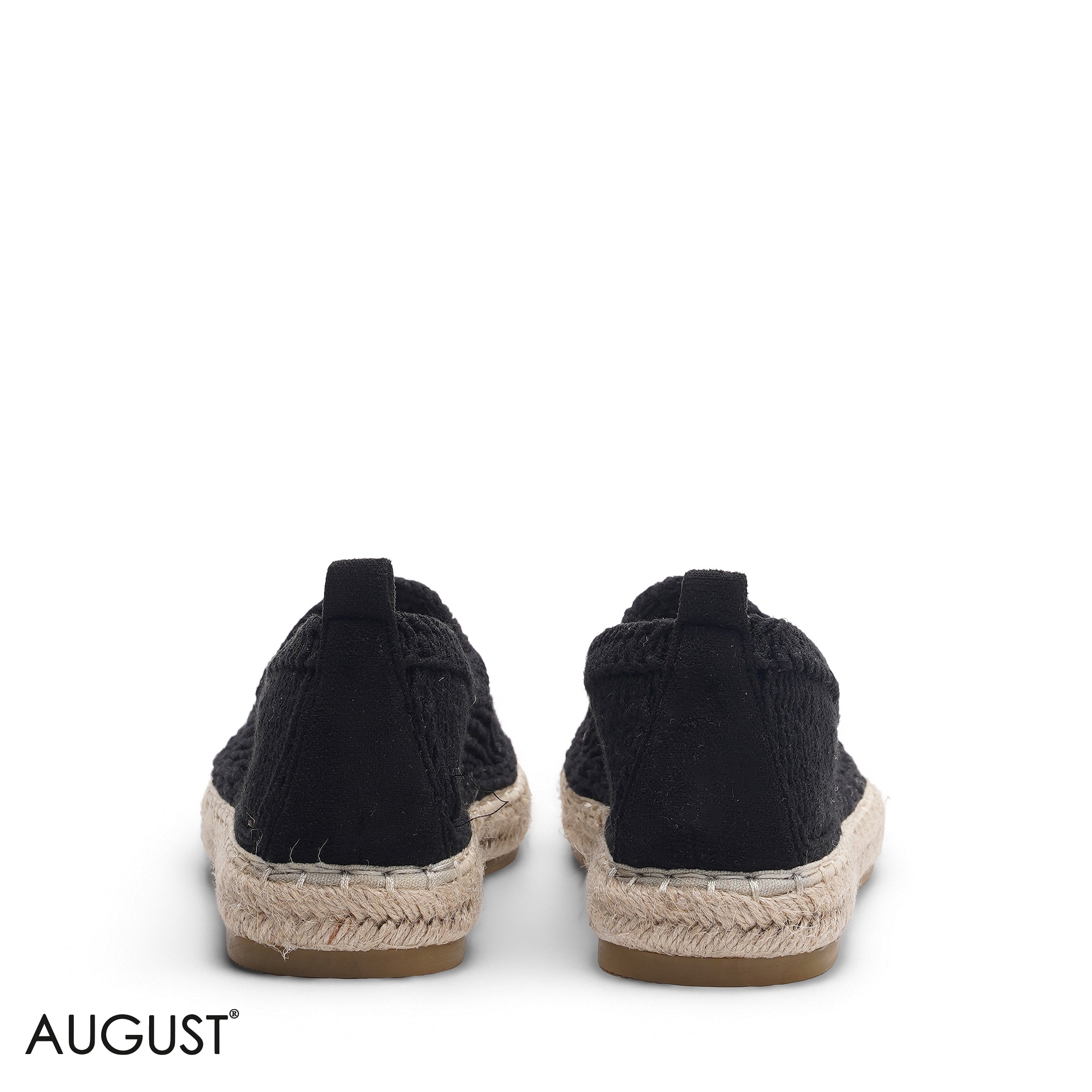 BLACK CROCHET KNIT ESPADRILLE FLATS