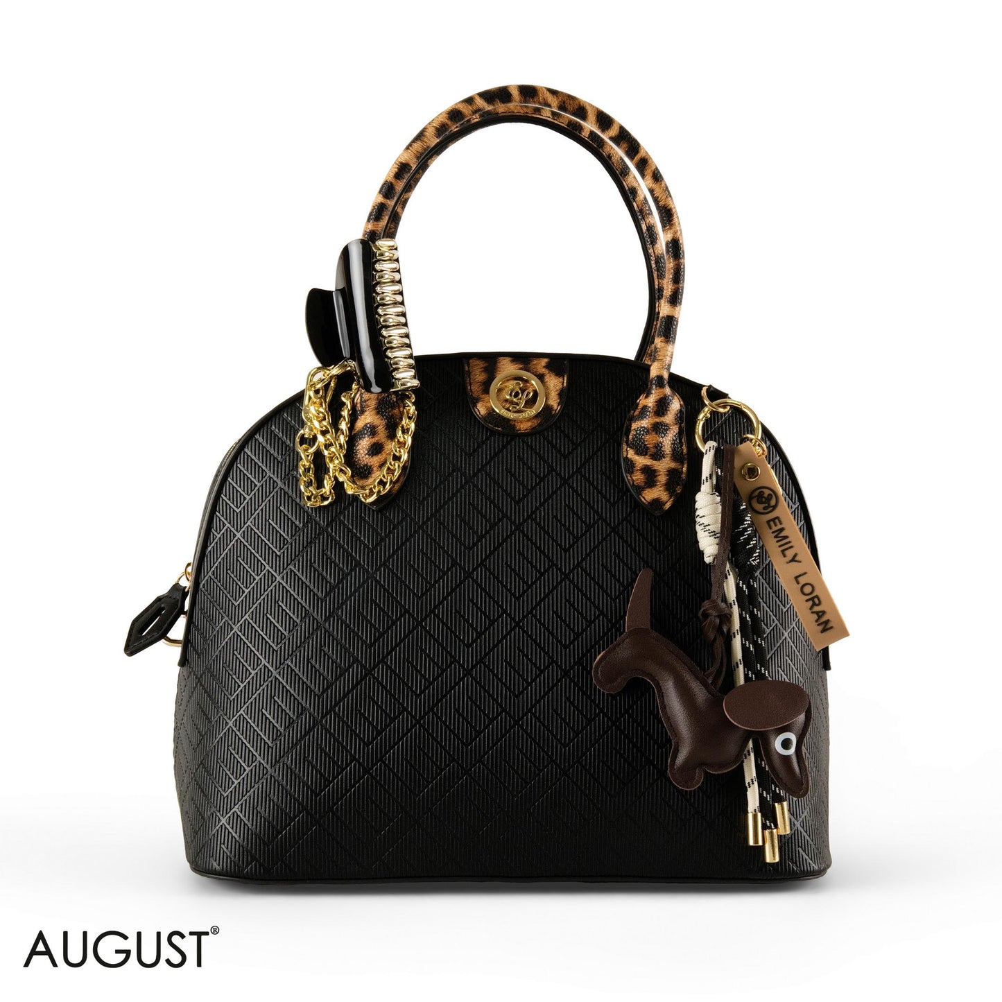 EMILY LORAN EMBOSSED LEATHER HANDBAG WITH ACCESSORIES - LARGE