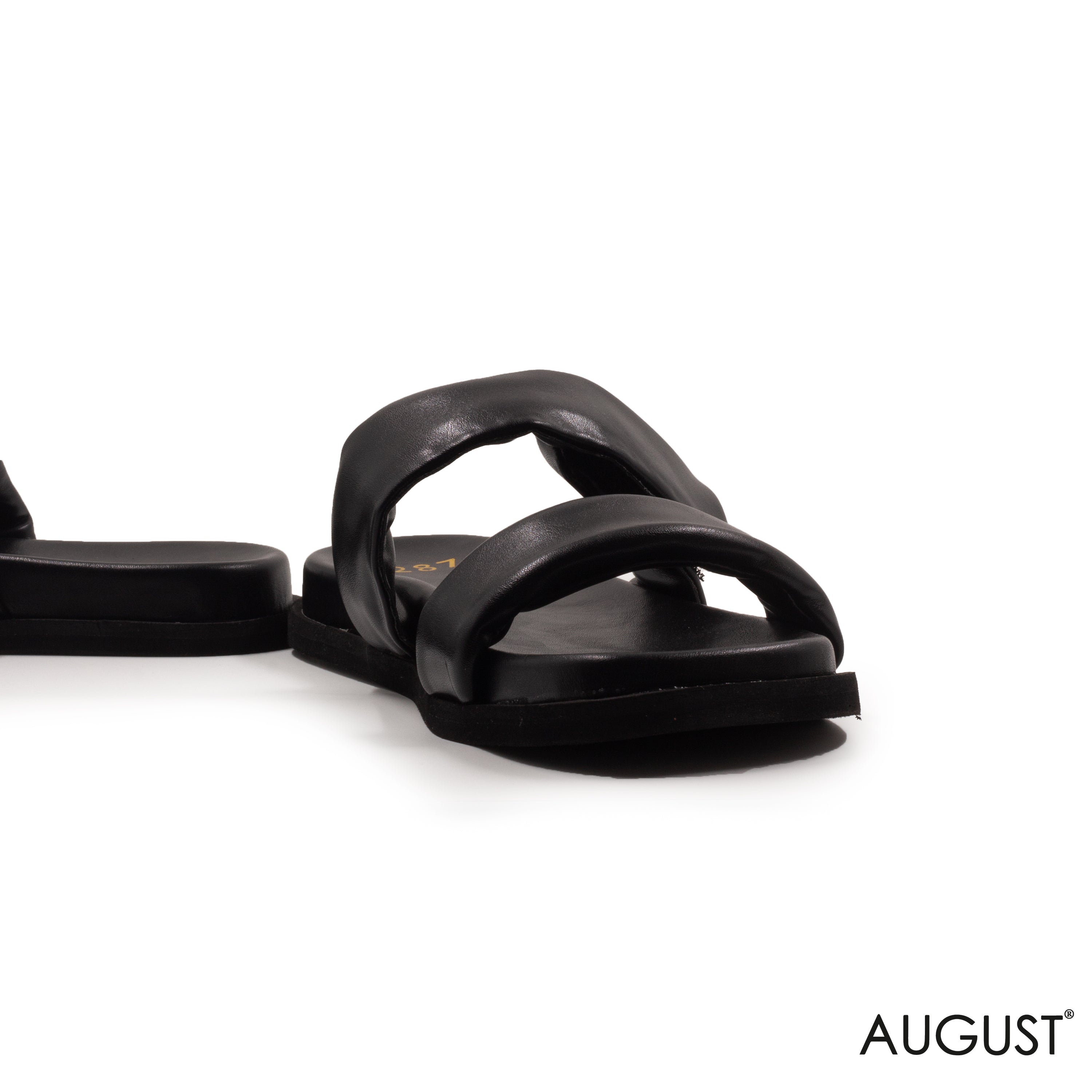 MATTE BLACK LEATHER SLIPPERS