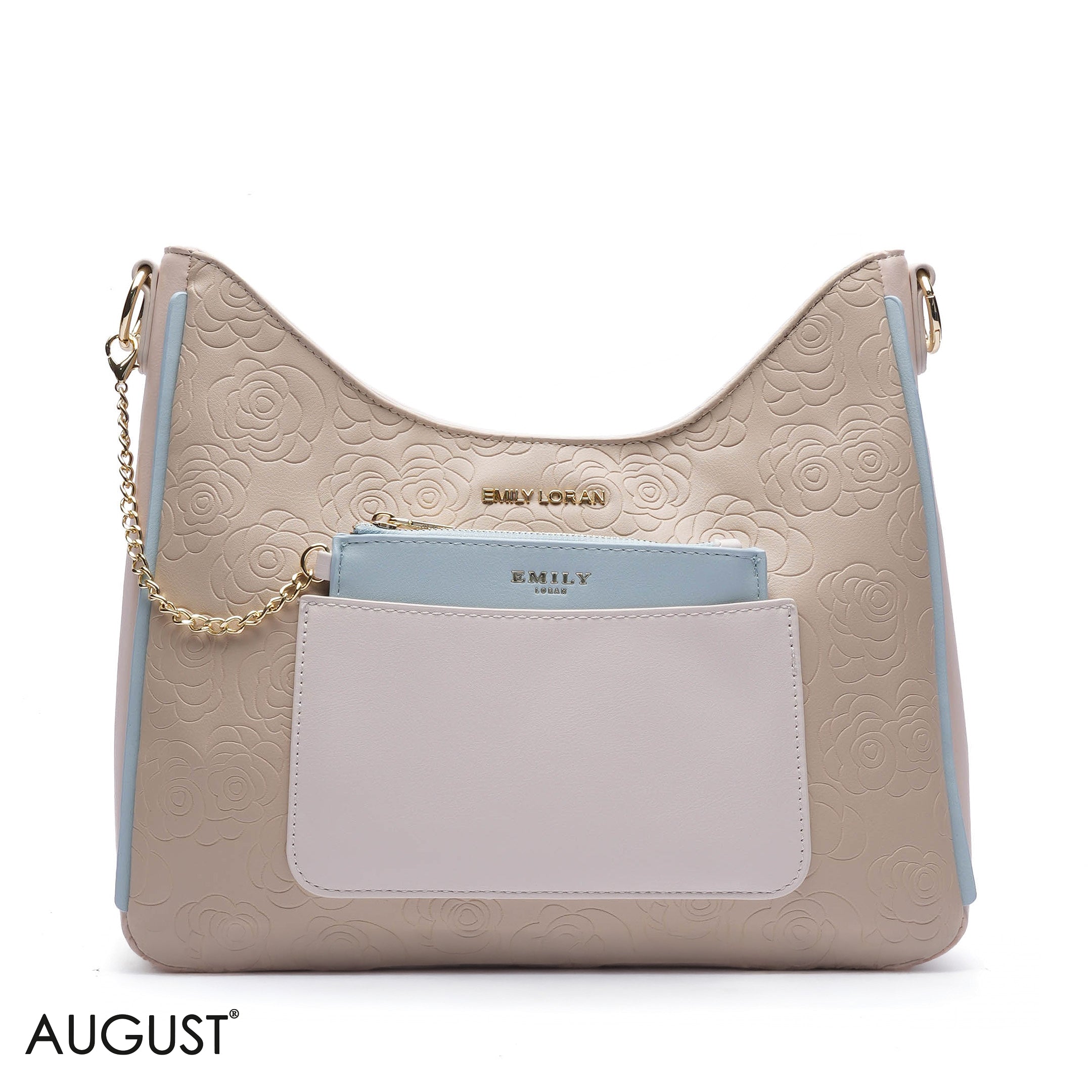 EMBOSSED ROSE SHOULDER BAG SET